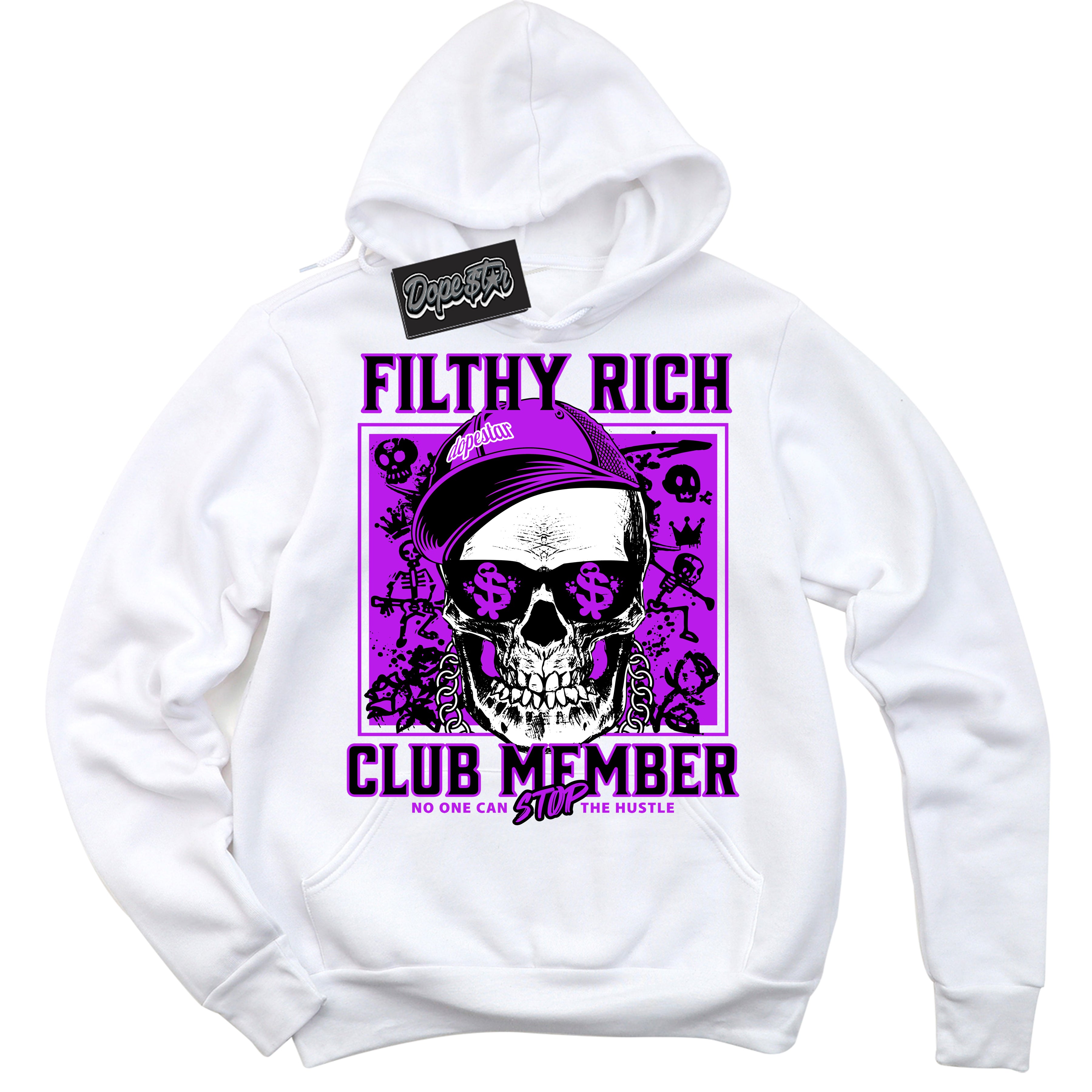 Cool White Hoodie with “ Filthy Rich ”  design that Perfectly Matches RTKT Genesis Dunk Sneakers.