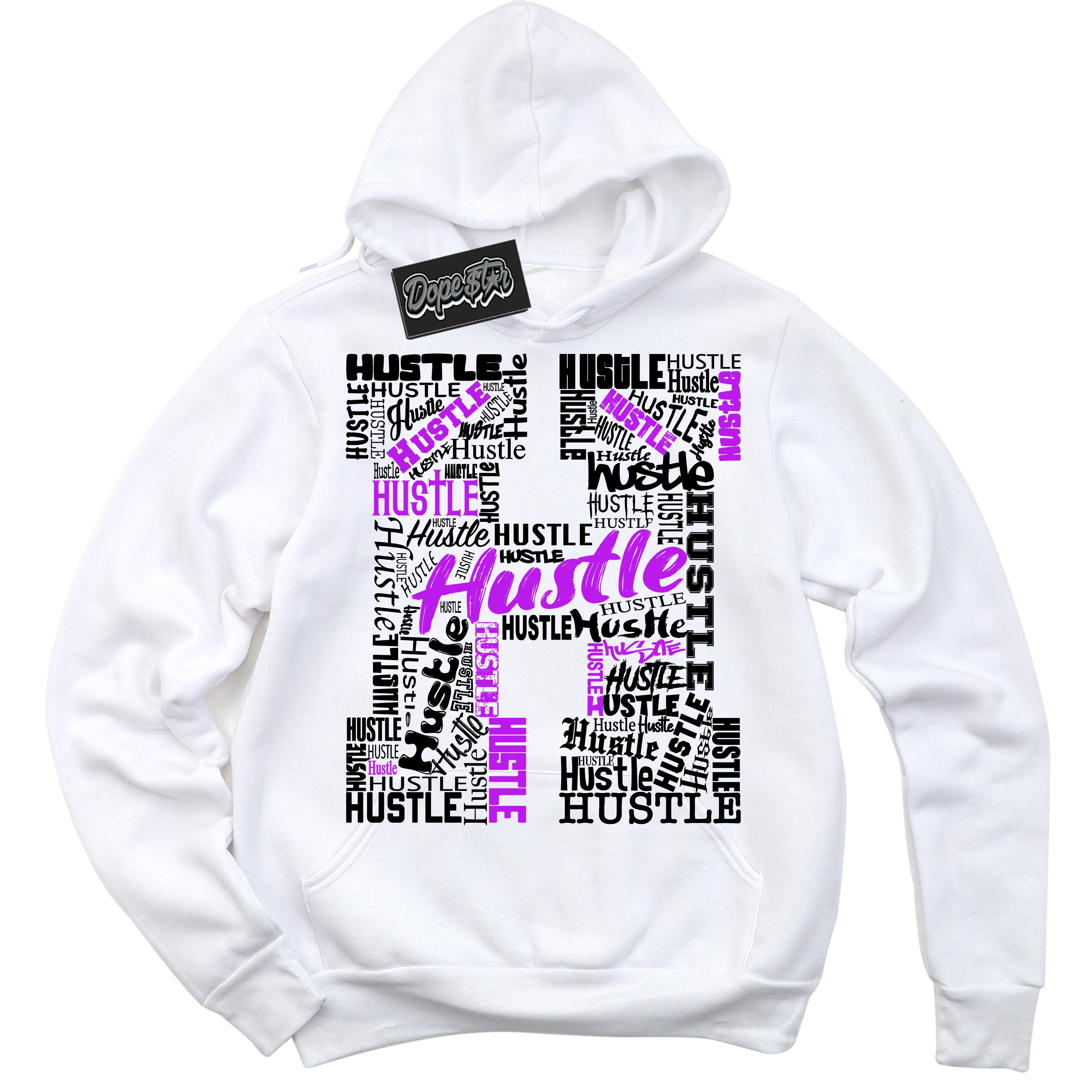 Cool White Hoodie with “ Hustle H ”  design that Perfectly Matches RTKT Genesis Dunk Sneakers.