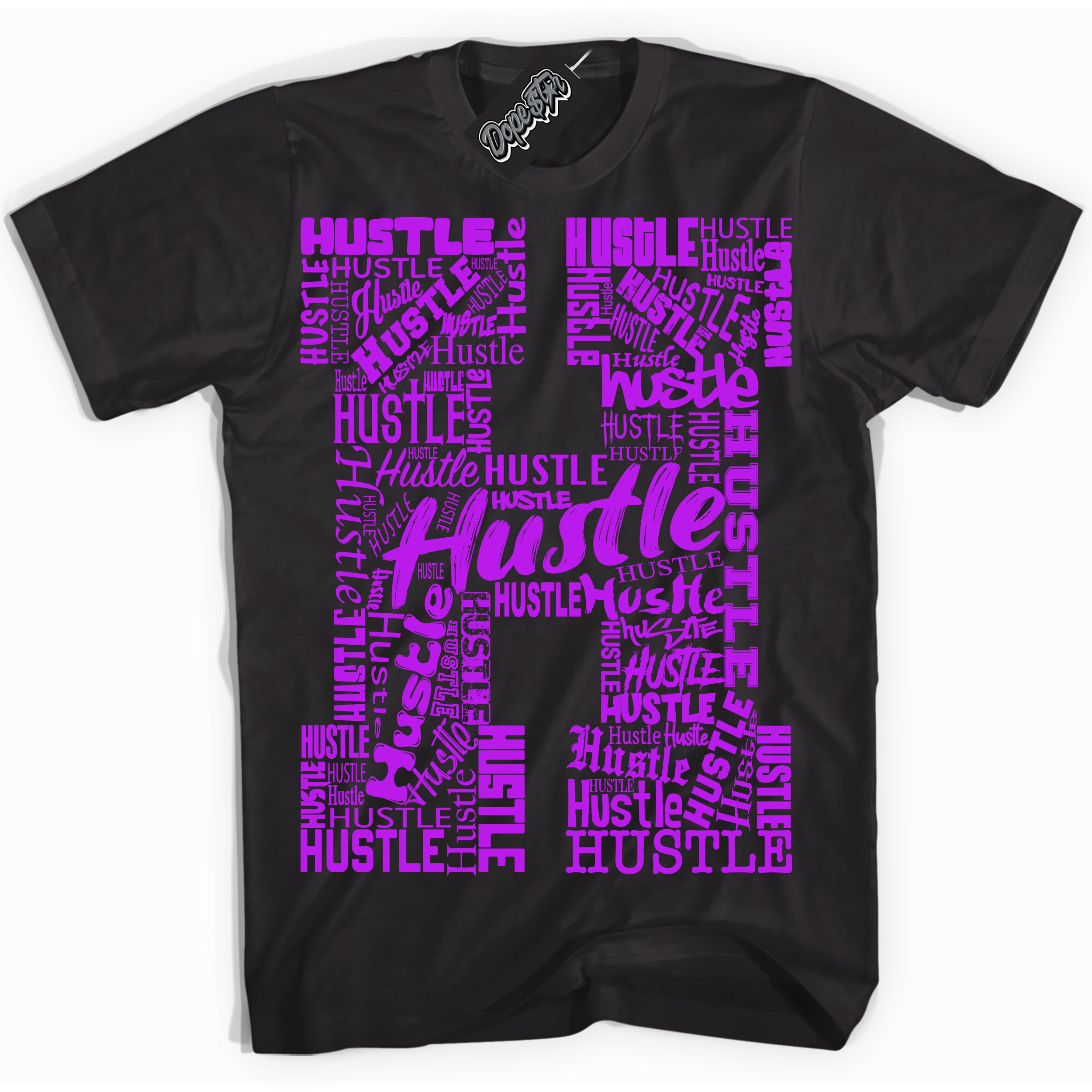 Cool Black Shirt with “ Hustle H” design that perfectly matches RTKT Genesis Dunk Sneakers.