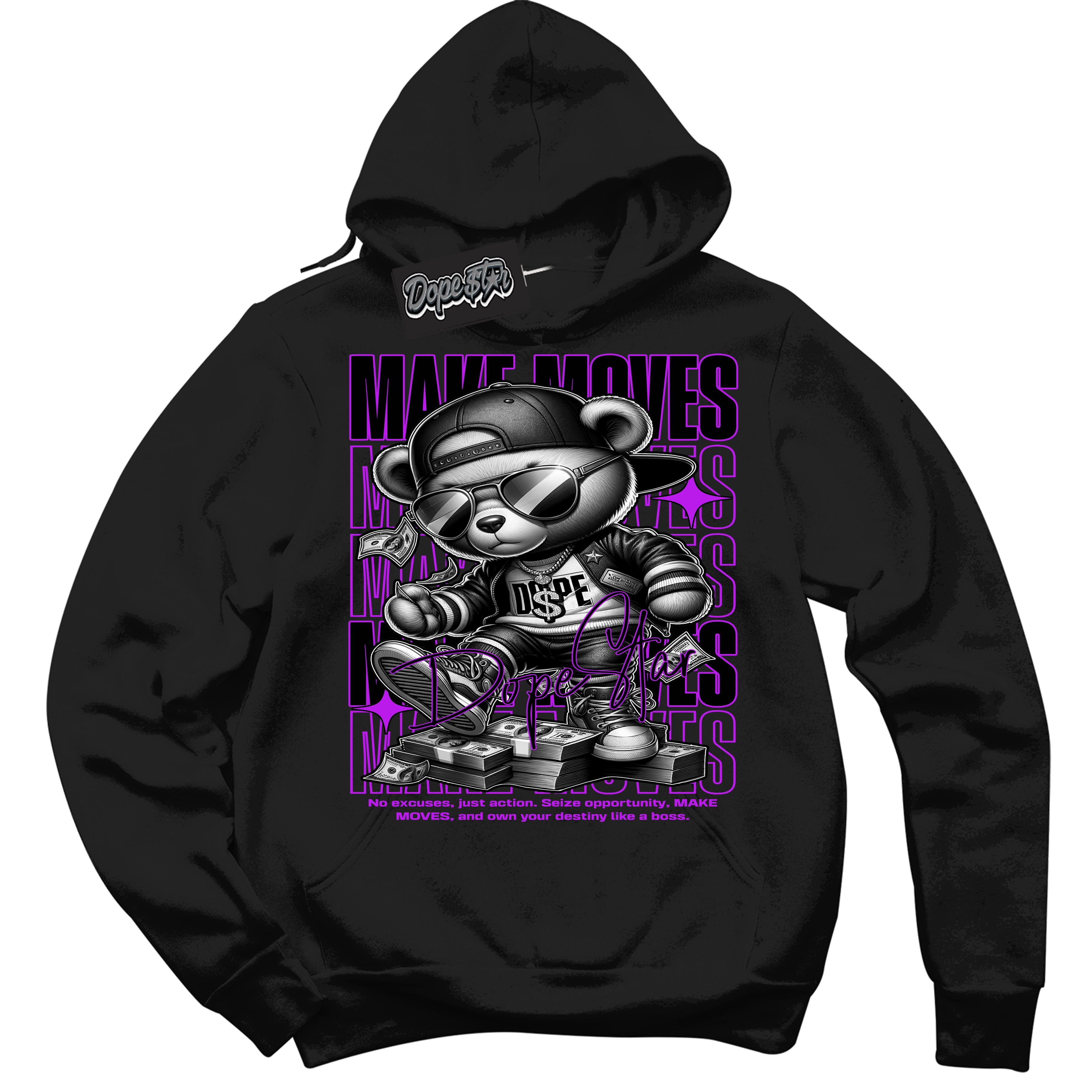 Cool Black Hoodie with “ Makin Moves ”  design that Perfectly Matches RTKT Genesis Dunk Sneakers.