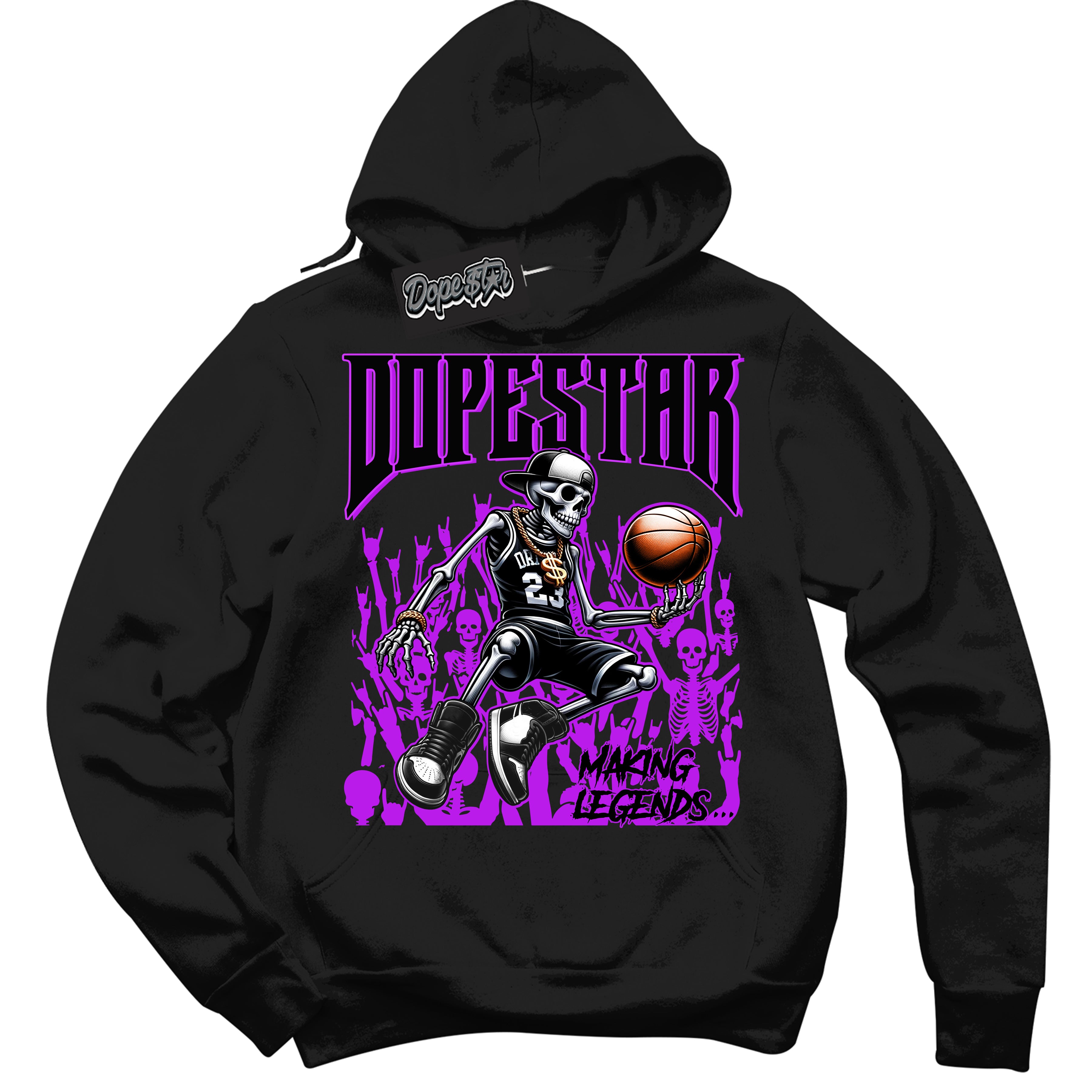 Cool Black Hoodie with “ Making Legends ”  design that Perfectly Matches RTKT Genesis Dunk Sneakers.