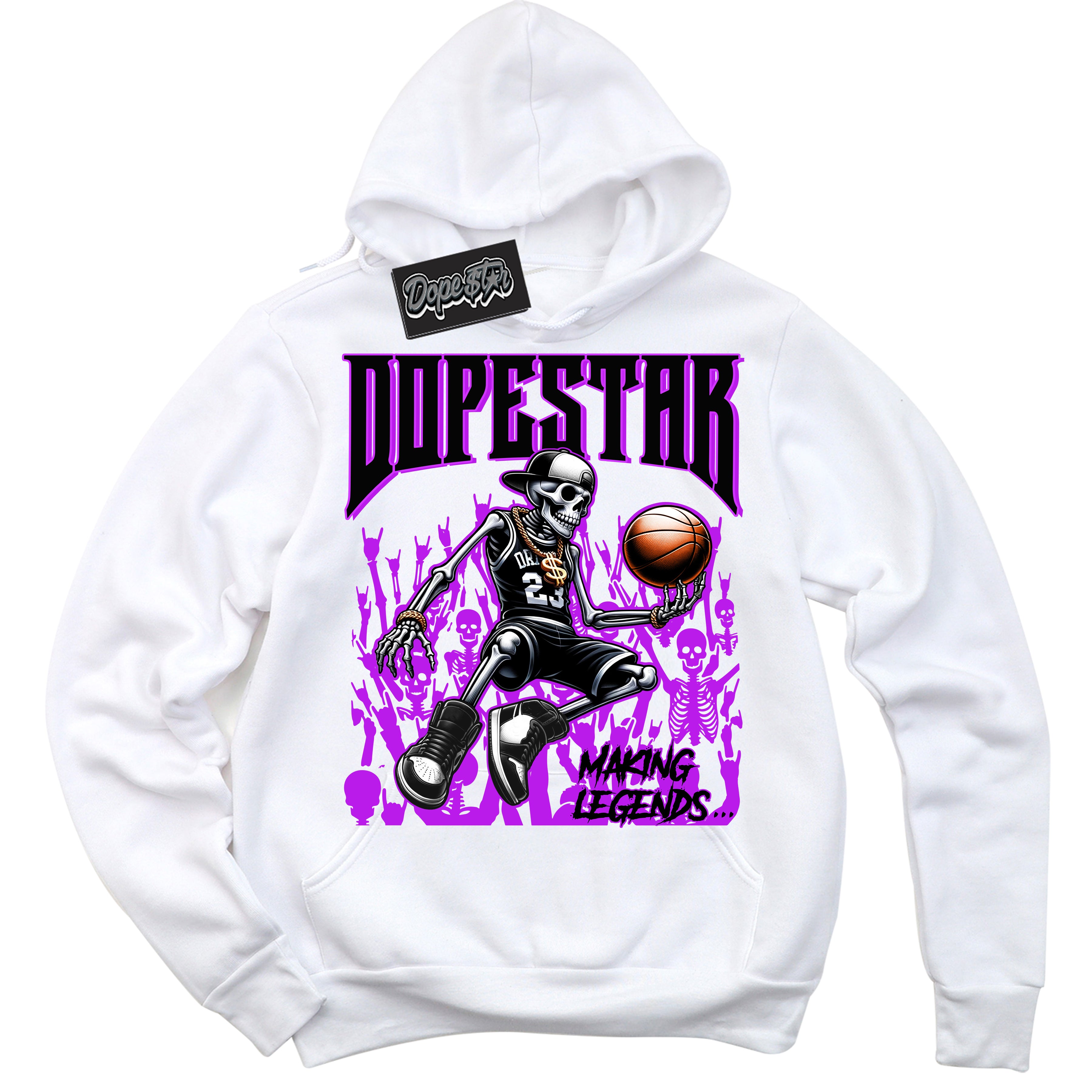 Cool White Hoodie with “ Making Legends ”  design that Perfectly Matches RTKT Genesis Dunk Sneakers.