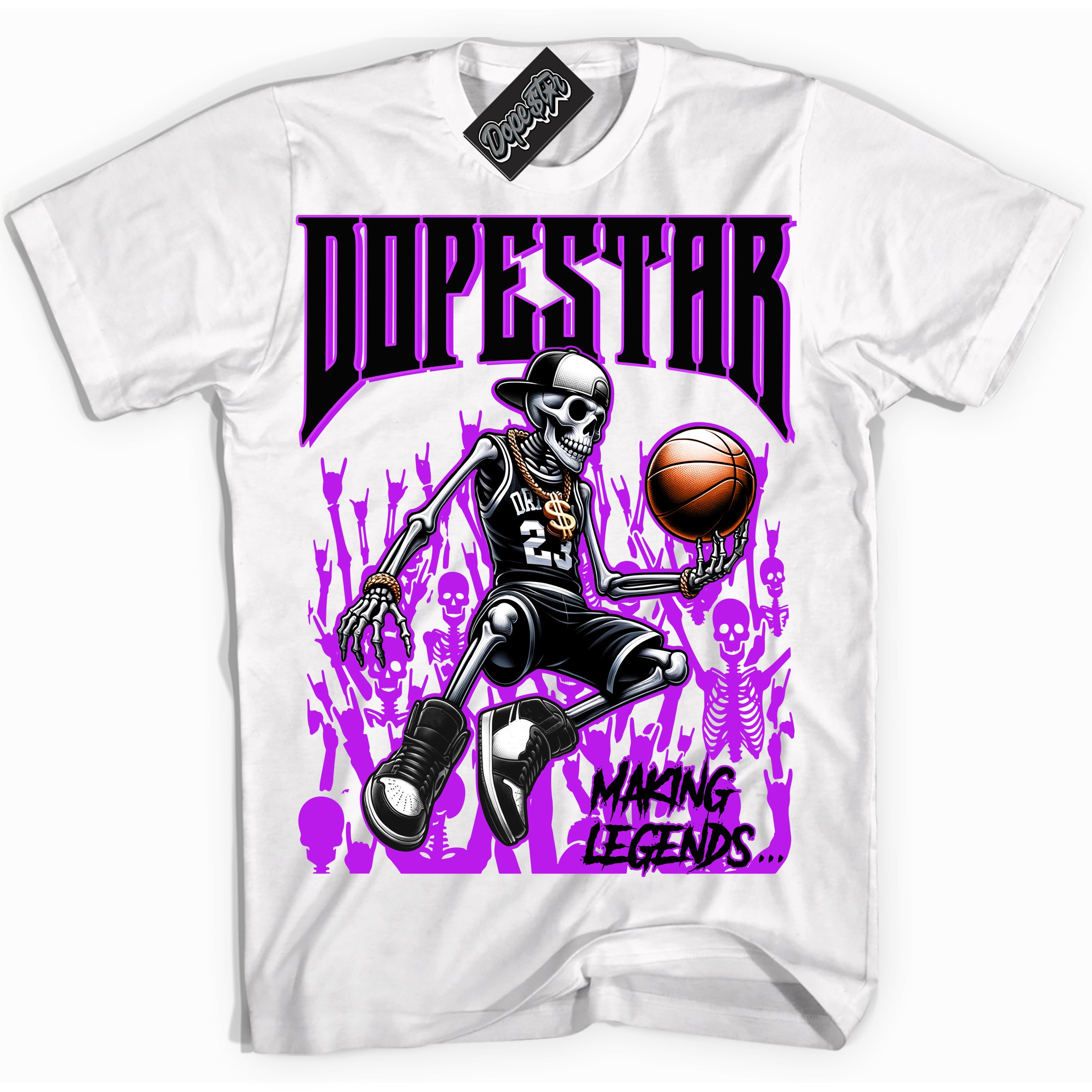 Cool White Shirt with “ Making Legends ” design that perfectly matches RTKT Genesis Dunk Sneakers.