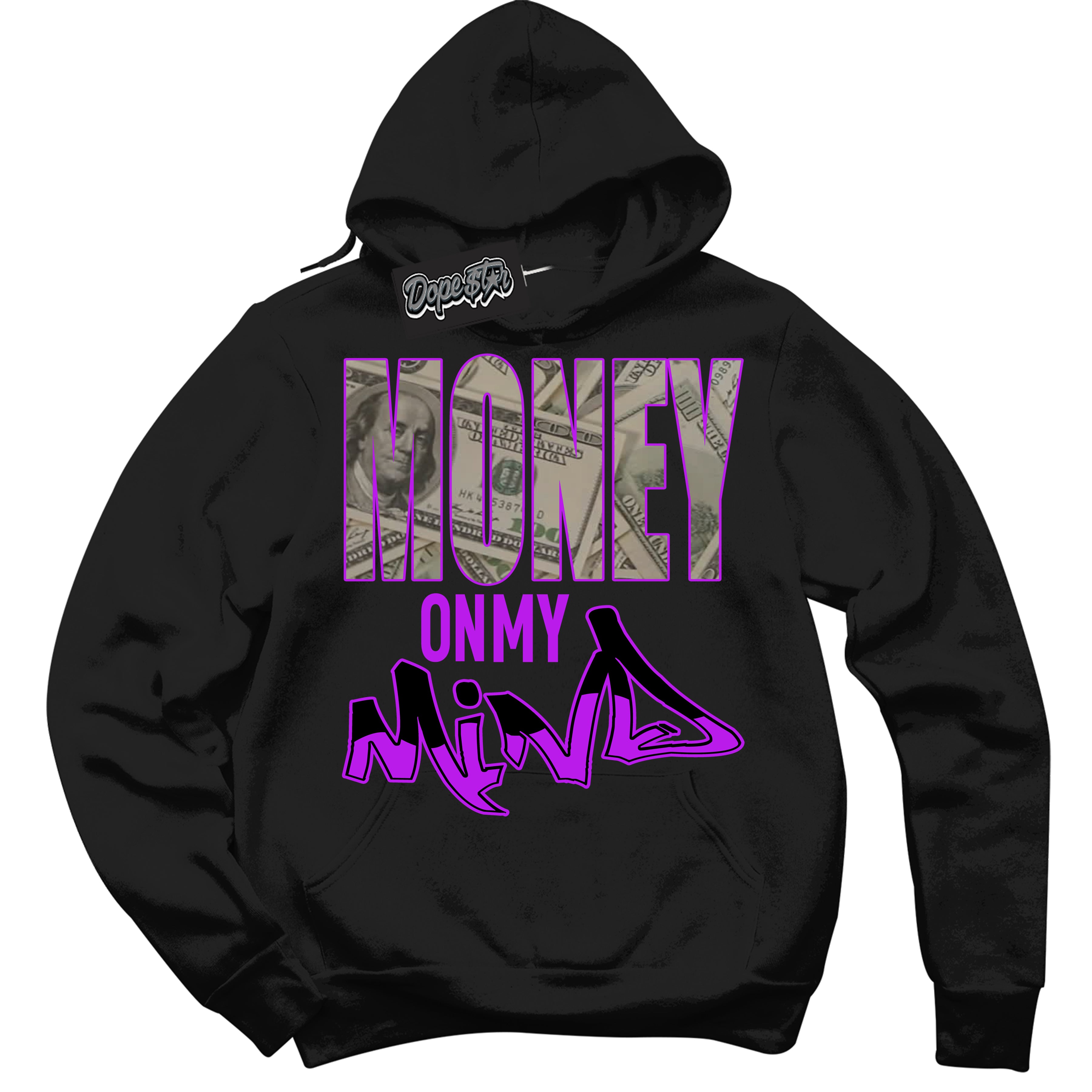 Cool Black Hoodie with “ Money On My Mind ”  design that Perfectly Matches RTKT Genesis Dunk Sneakers.