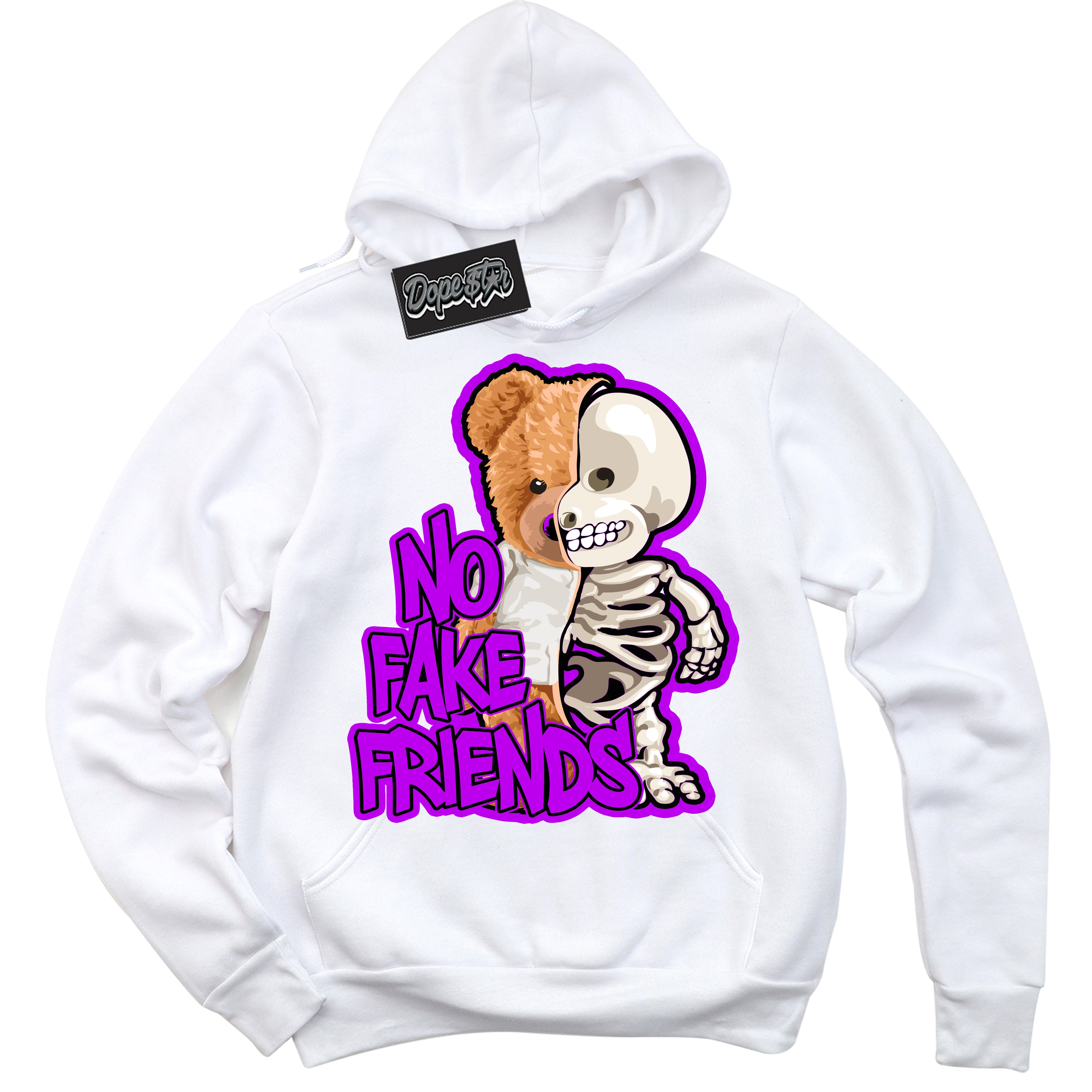 Cool White Hoodie with “ No Fake Friends ”  design that Perfectly Matches RTKT Genesis Dunk Sneakers.