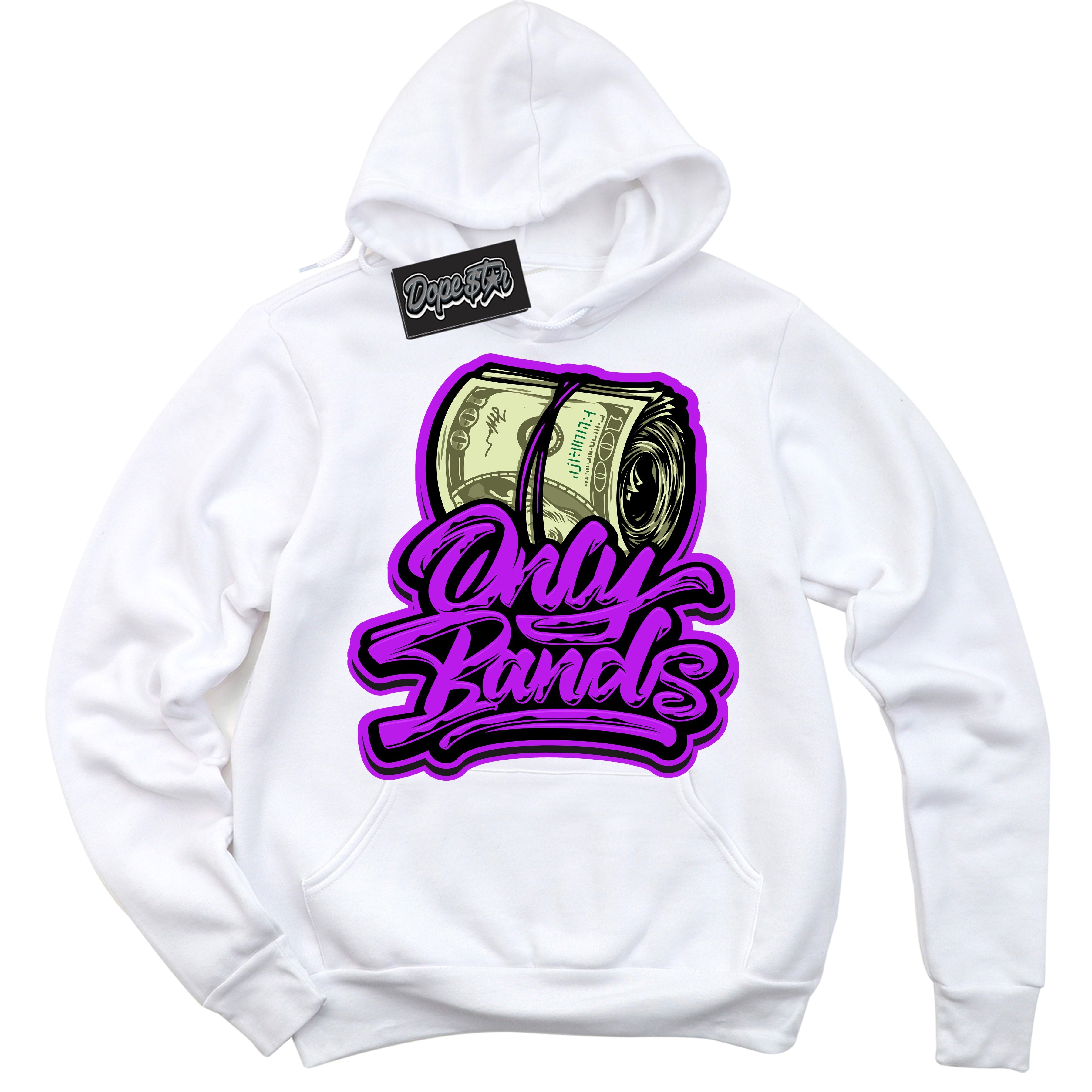 Cool White Hoodie with “ Only Bands ”  design that Perfectly Matches RTKT Genesis Dunk Sneakers.