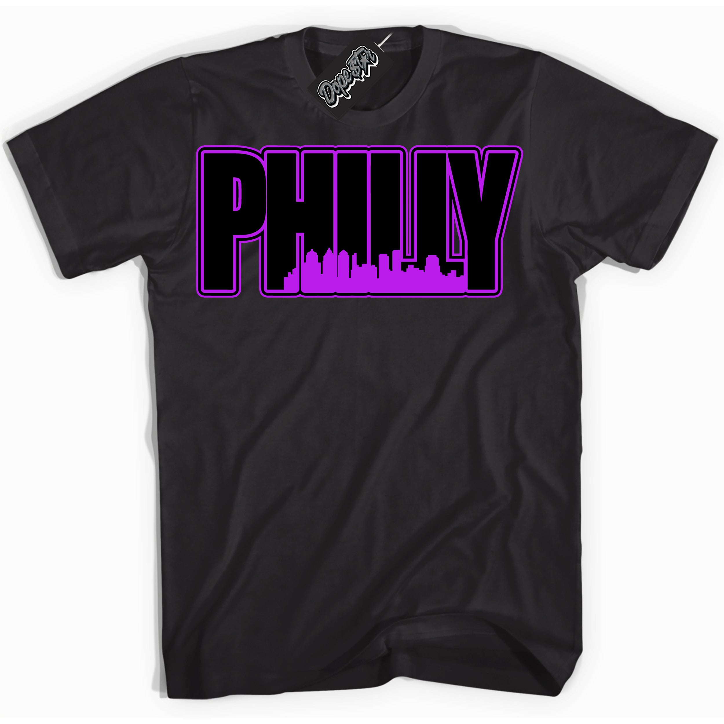 Cool Black Shirt with “ Philly” design that perfectly matches RTKT Genesis Dunk Sneakers.