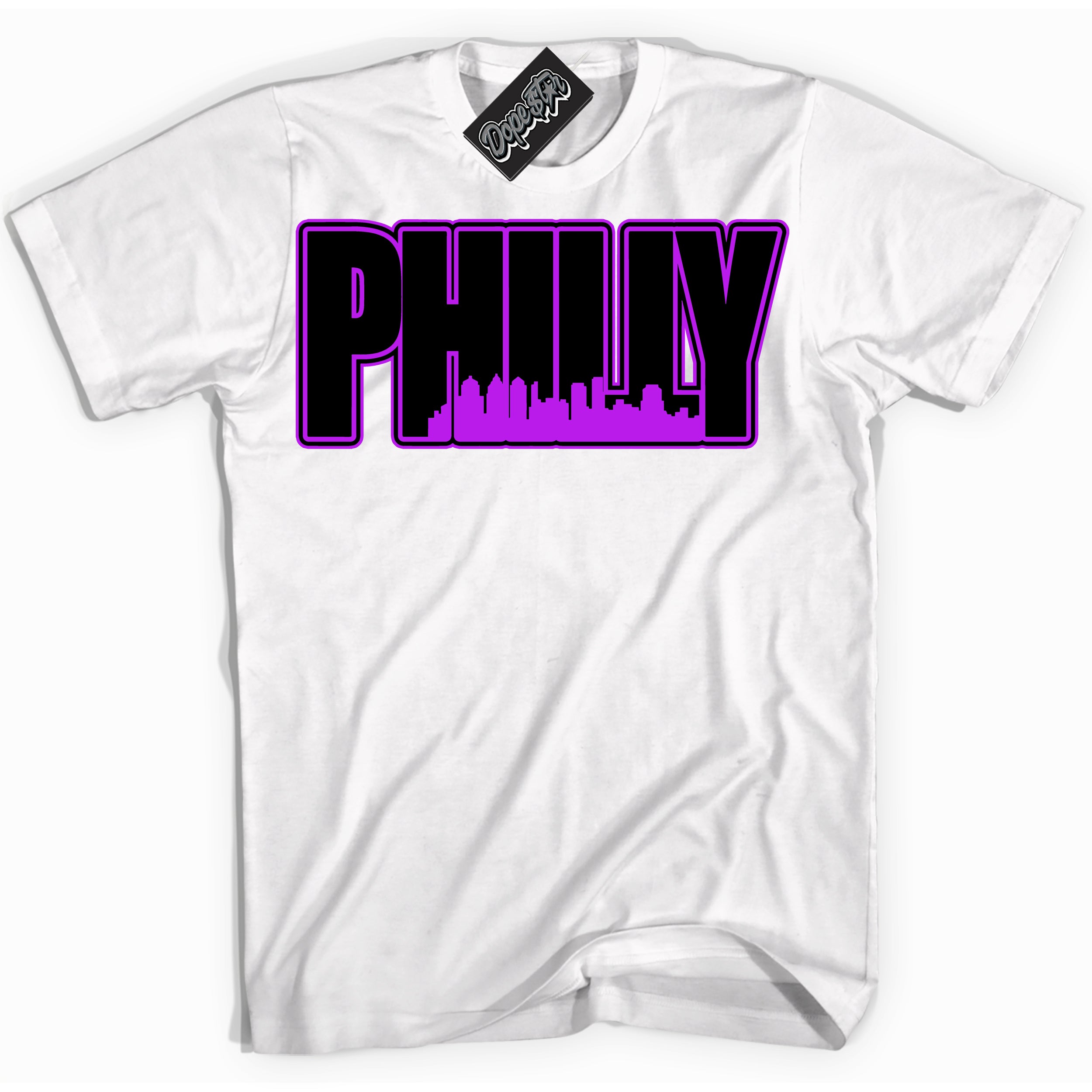 Cool White Shirt with “ Philly” design that perfectly matches RTKT Genesis Dunk Sneakers.