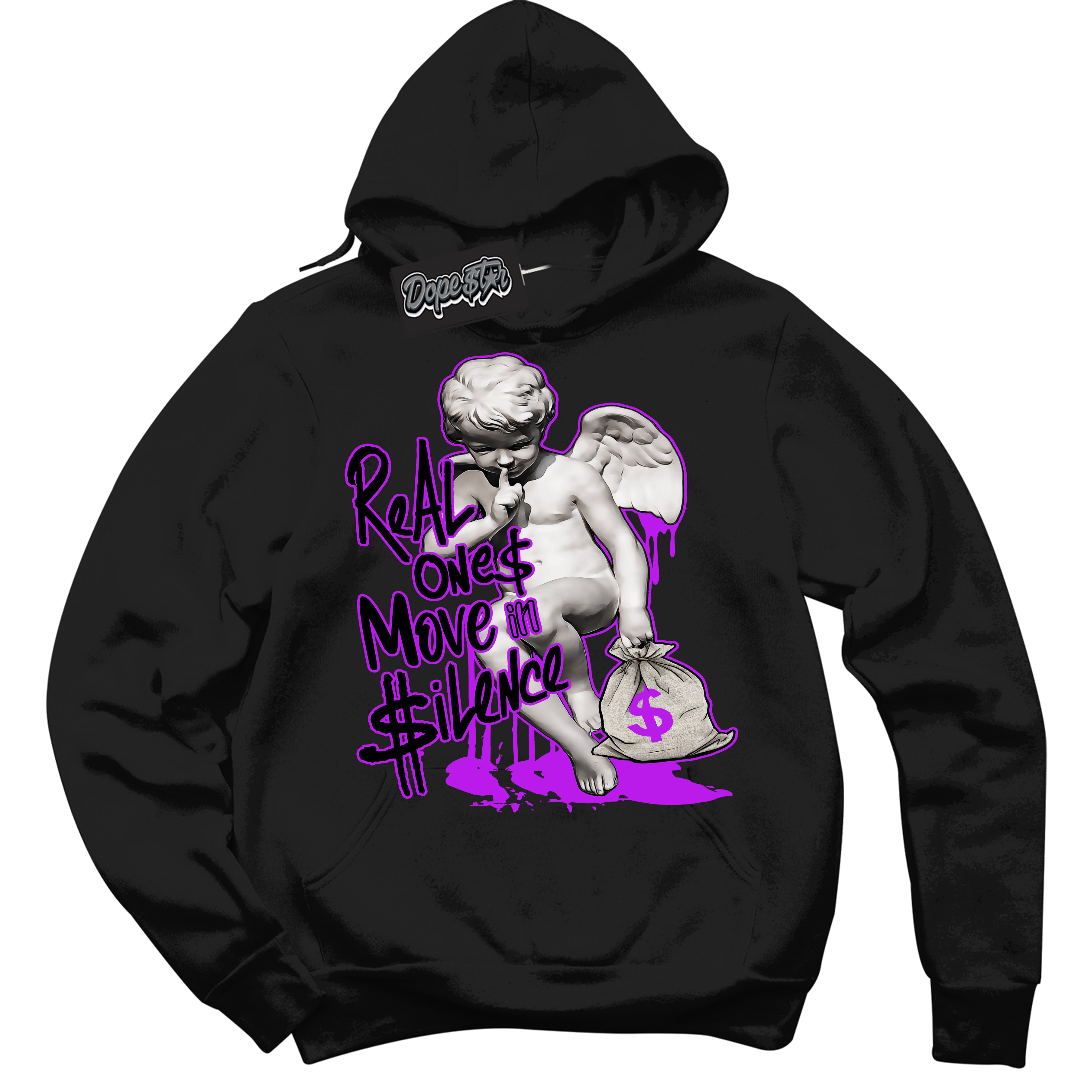 Cool Black Hoodie with “ Real Ones Cherub ”  design that Perfectly Matches RTKT Genesis Dunk Sneakers.