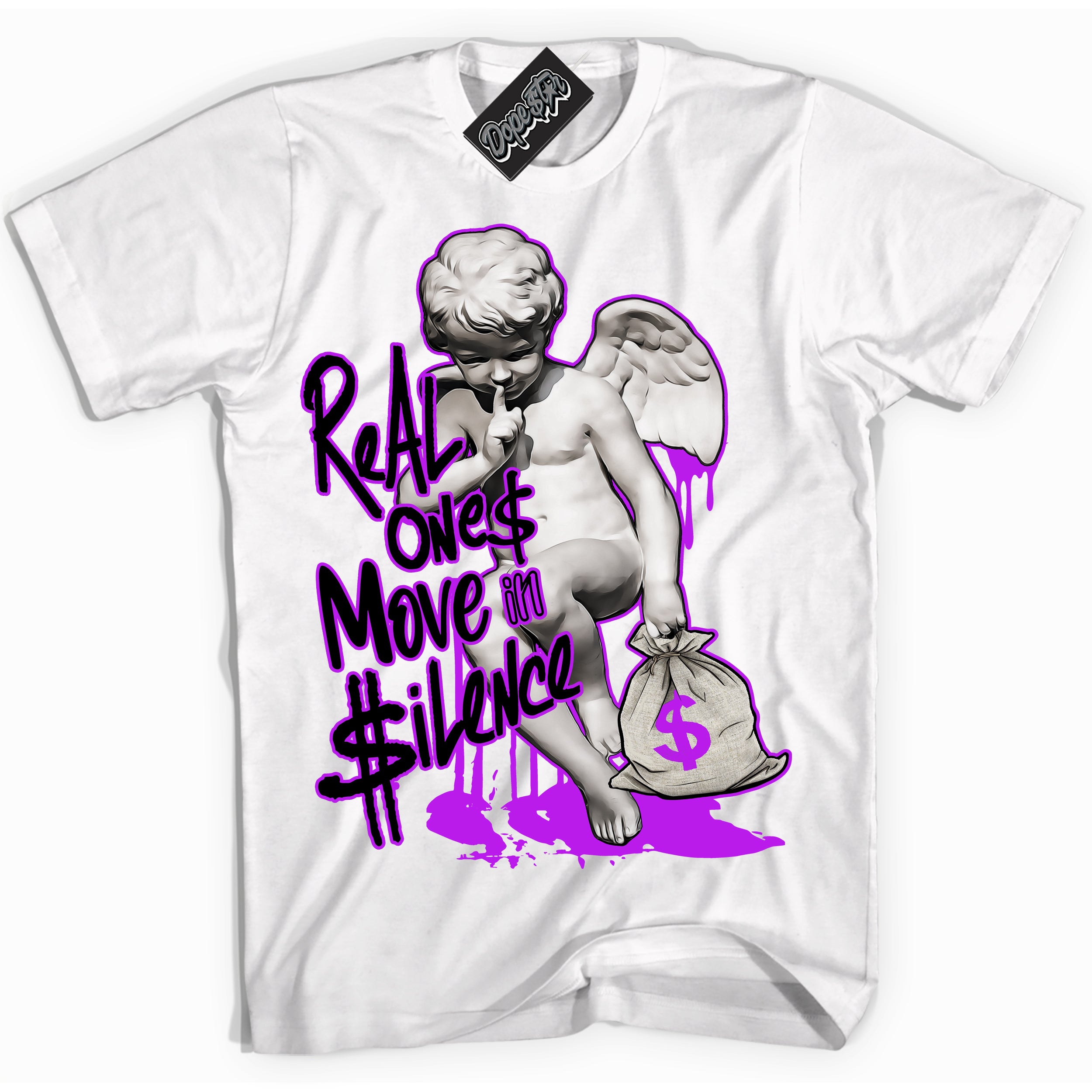 Cool White Shirt with “ Real Ones Cherub” design that perfectly matches RTKT Genesis Dunk Sneakers.