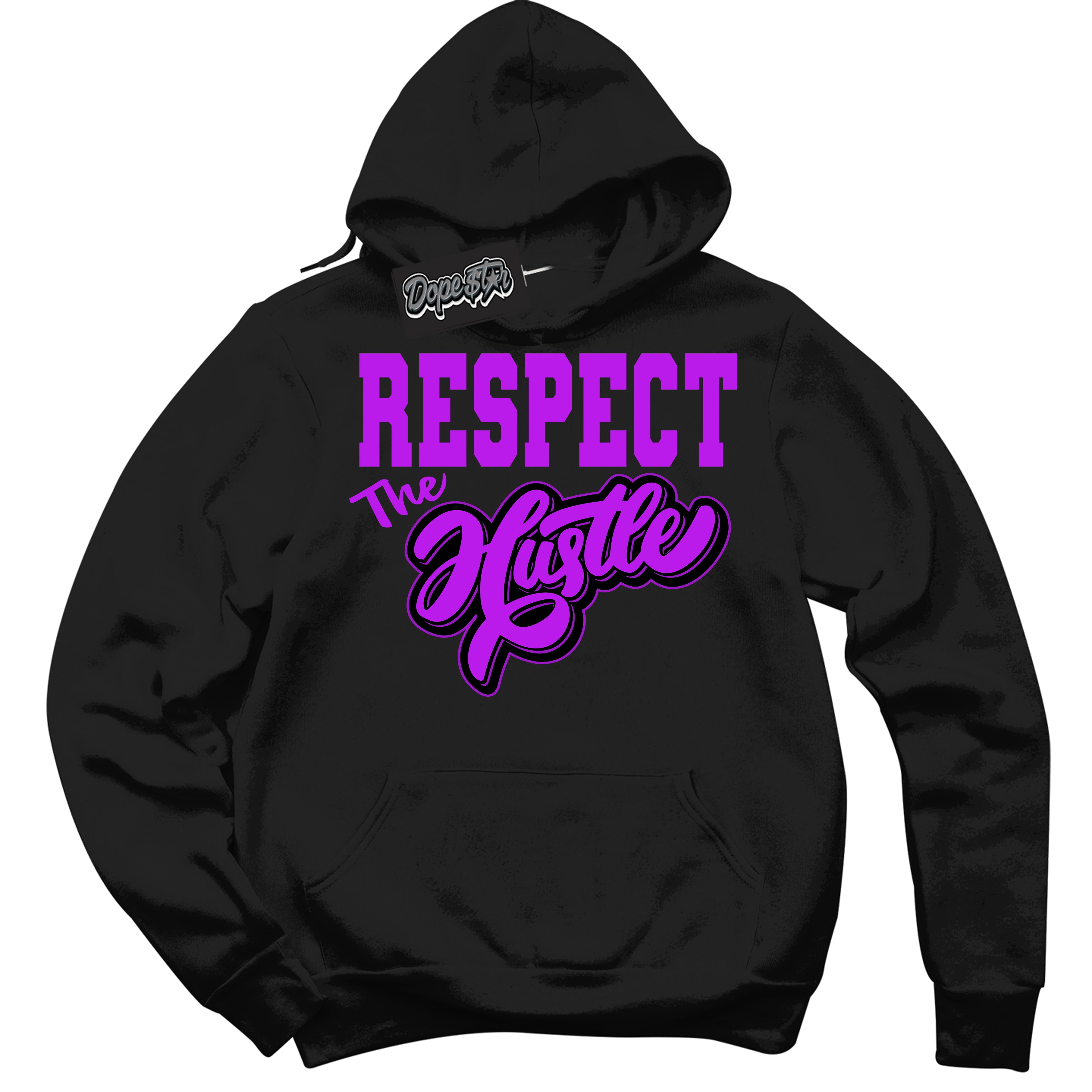 Cool Black Hoodie with “ Respect The Hustle ”  design that Perfectly Matches RTKT Genesis Dunk Sneakers.