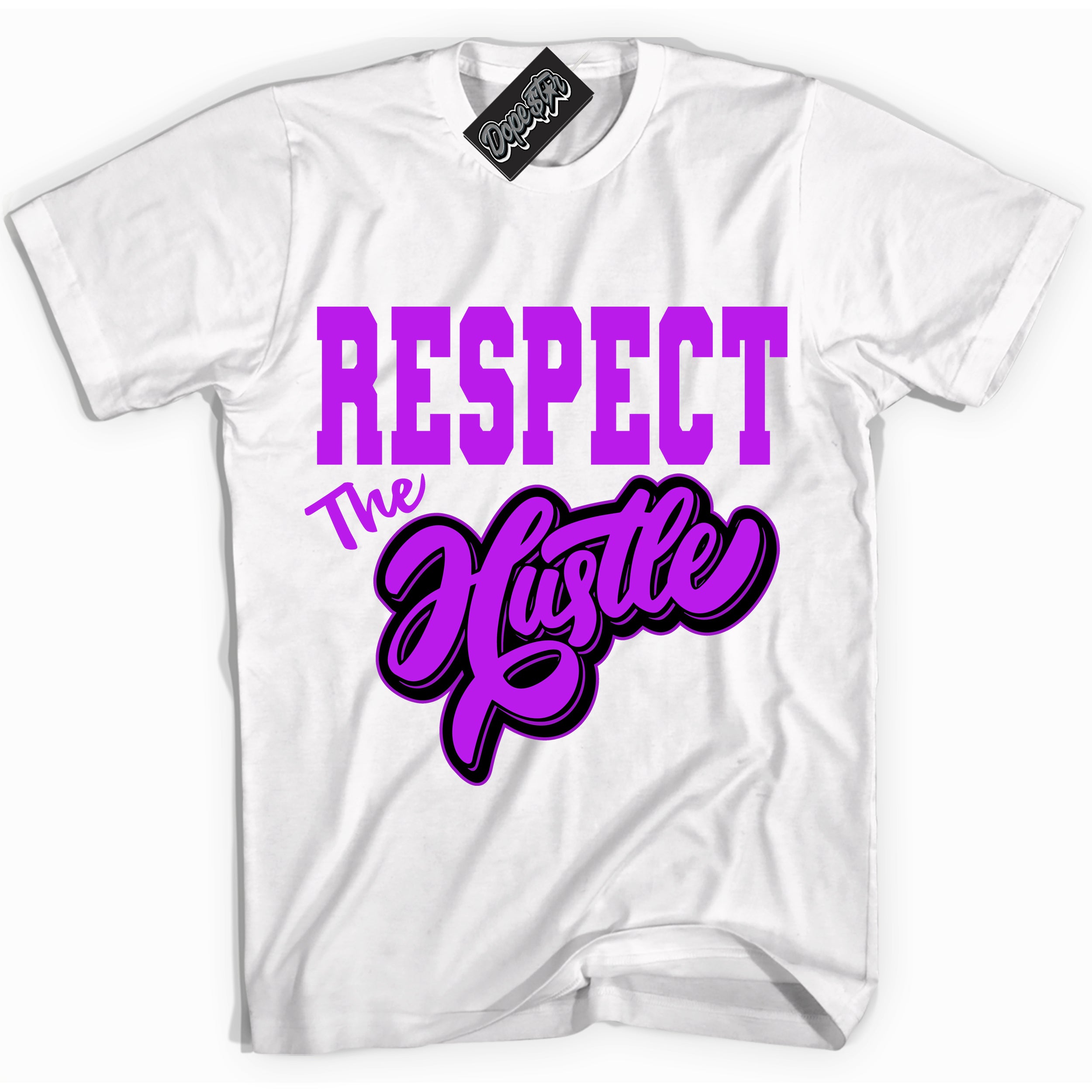 Cool White Shirt with “ Respect The Hustle” design that perfectly matches RTKT Genesis Dunk Sneakers.