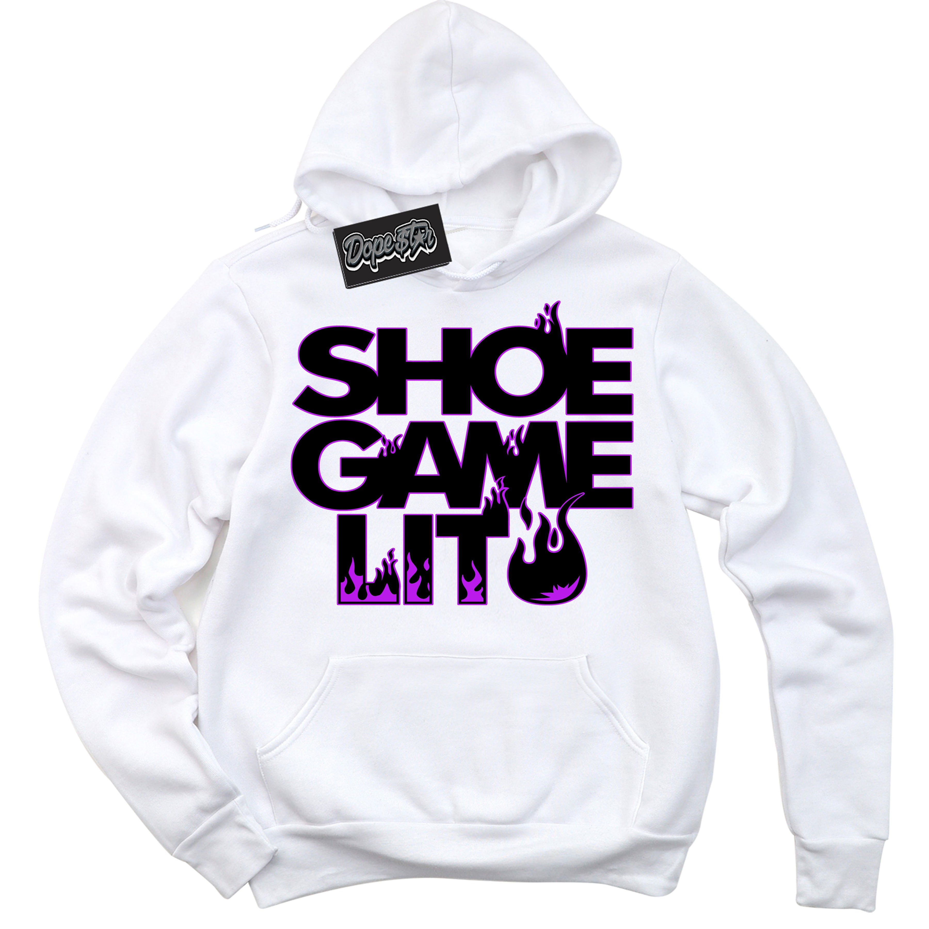 Cool White Hoodie with “ Shoe Game Lit ”  design that Perfectly Matches RTKT Genesis Dunk Sneakers.