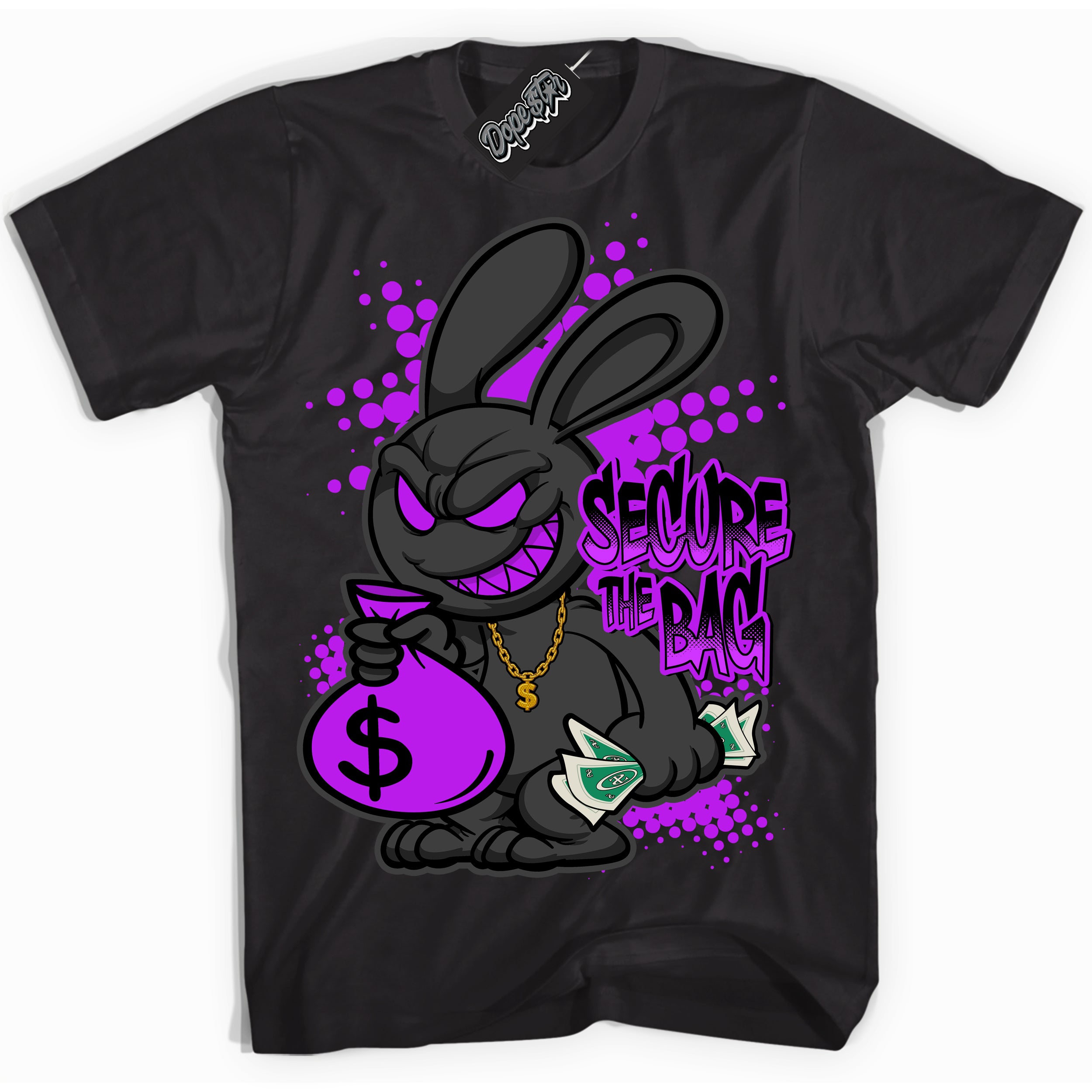 Cool Black Shirt with “ Secure The Bag” design that perfectly matches RTKT Genesis Dunk Sneakers.