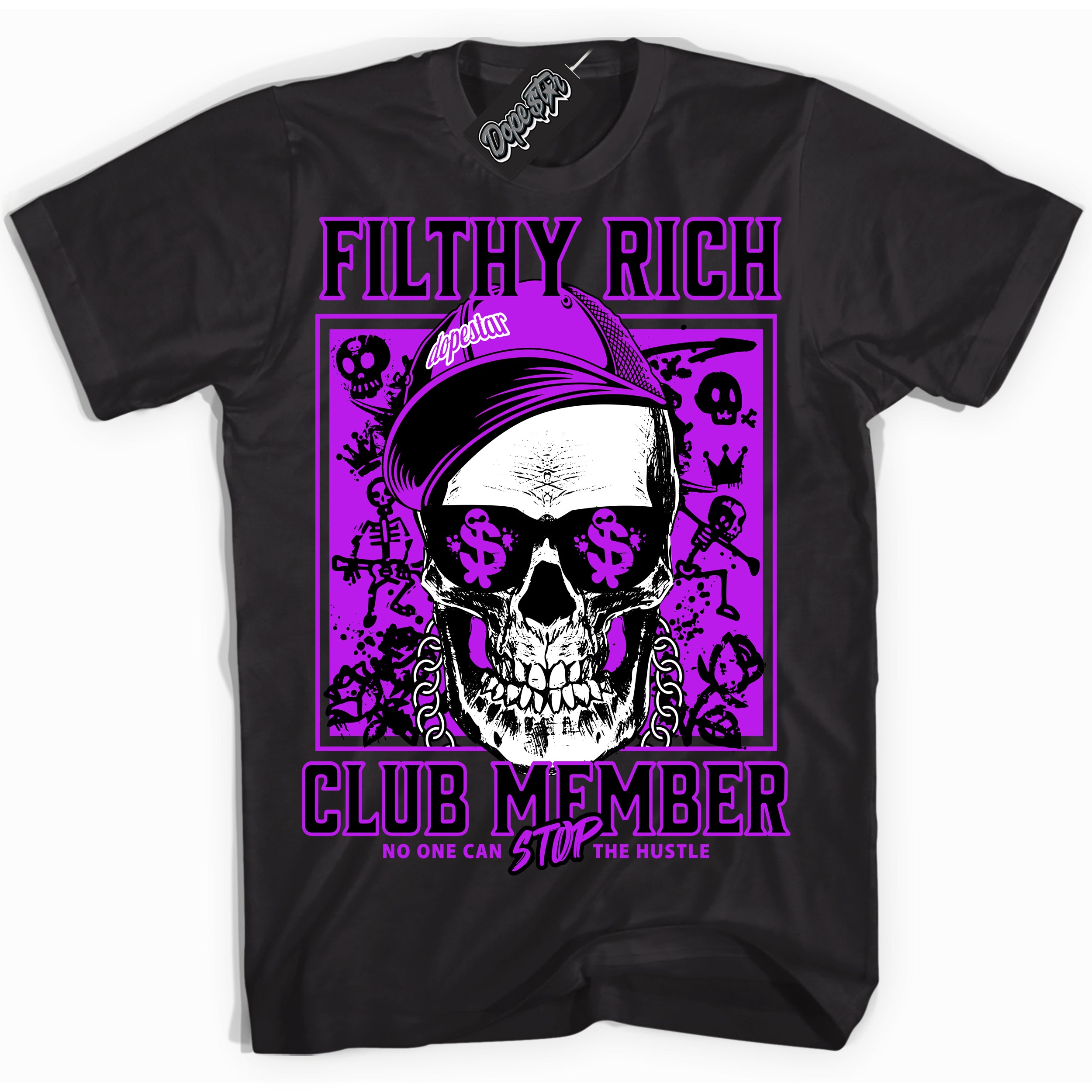 Cool Black Shirt with “ Filthy Rich” design that perfectly matches RTKT Genesis Dunk Sneakers.