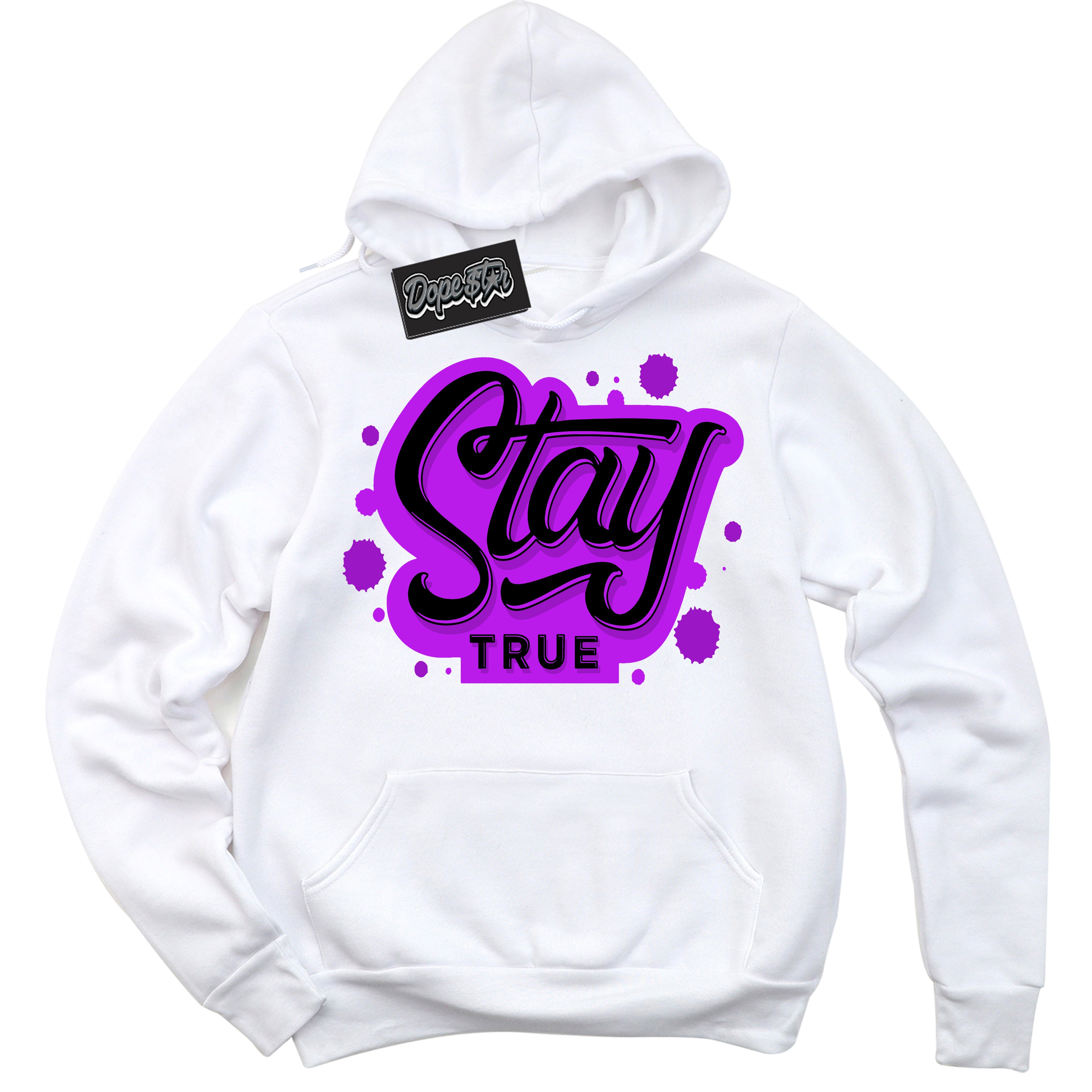 Cool White Hoodie with “ Stay True ”  design that Perfectly Matches RTKT Genesis Dunk Sneakers.