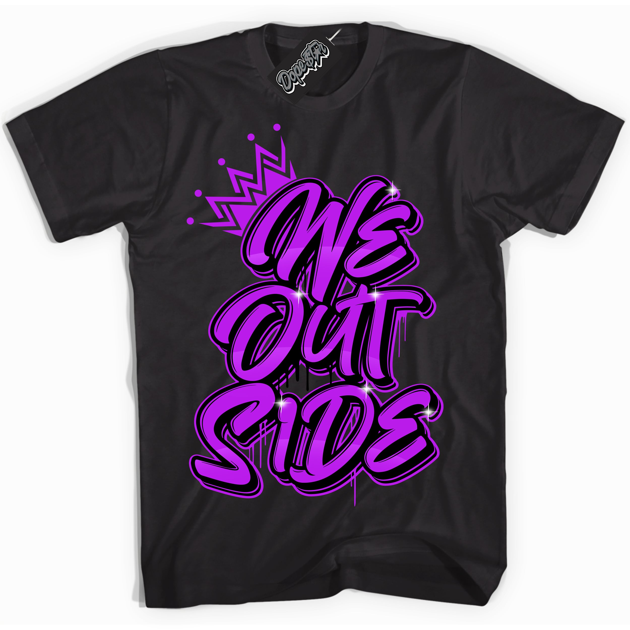 Cool Black Shirt with “ We Outside” design that perfectly matches RTKT Genesis Dunk Sneakers.