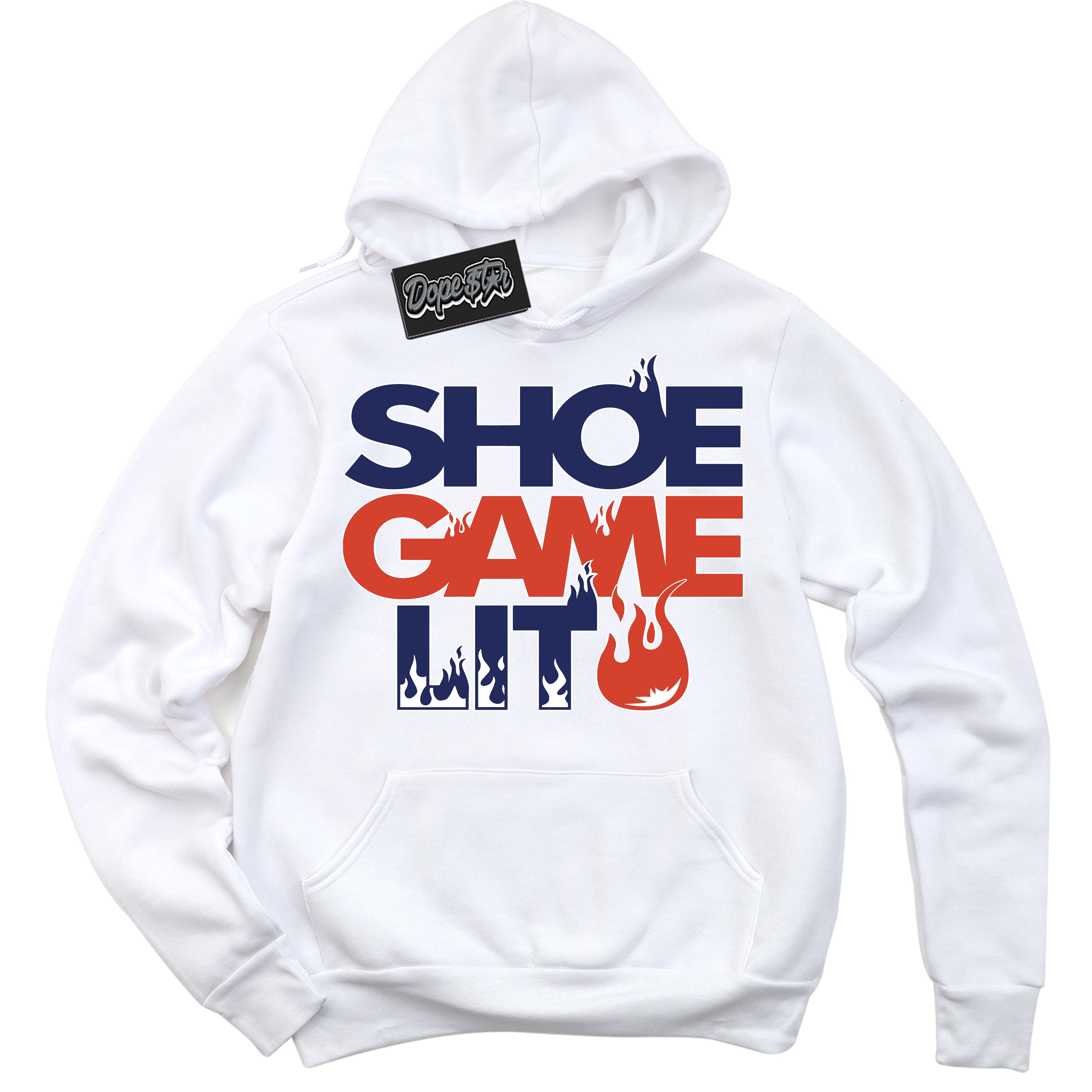 Cool White Hoodie with “ Shoe Game Lit ”  design that Perfectly Matches  Knicks Sneakers.