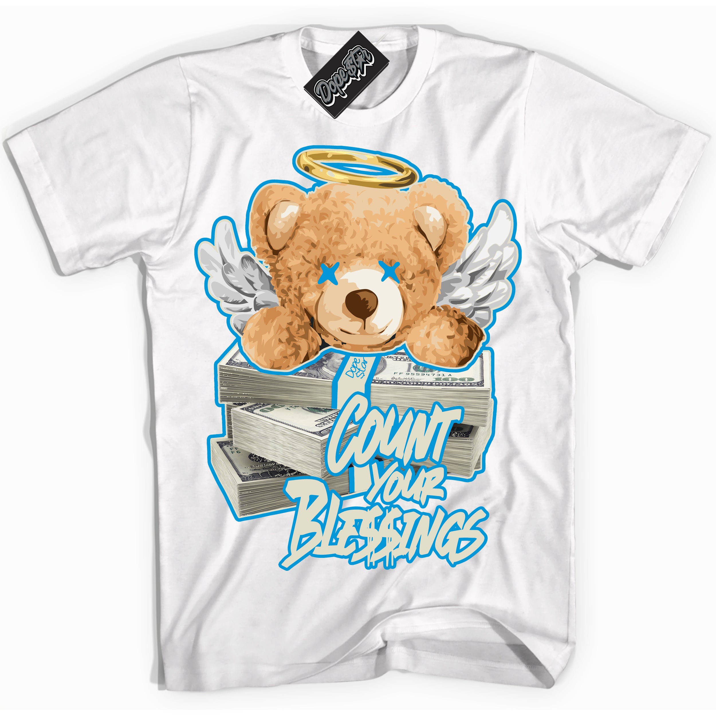 Dunk High Next Nature Light Khaki Star Blue 'Count Your Blessings' Shirt – White Streetwear T-Shirt | Sneaker Matching Tee for Dunk High Next Nature Light Khaki Star Blue | Urban Fashion for Count Your Blessings | Men's & Women's Streetwear Outfit by Sneaker Shirts Outlet.
