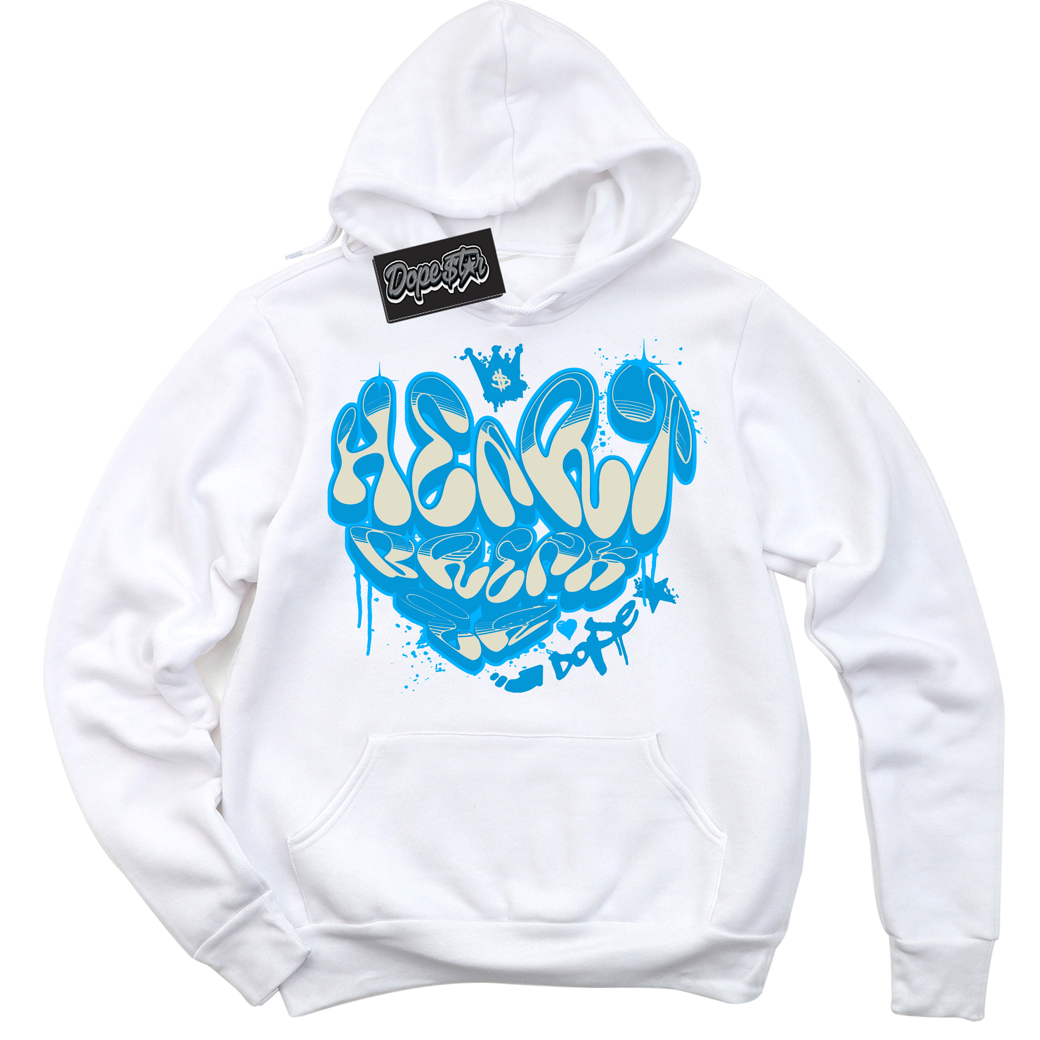 Dunk High Next Nature Light Khaki Star Blue 'Heartbreaker Graffiti' Hoodie – White Streetwear Sweatshirt | Sneaker Matching Hoodie for Dunk High Next Nature Light Khaki Star Blue | Urban Fashion for Heartbreaker Graffiti | Men's & Women's Streetwear Outfit by Sneaker Shirts Outlet.
