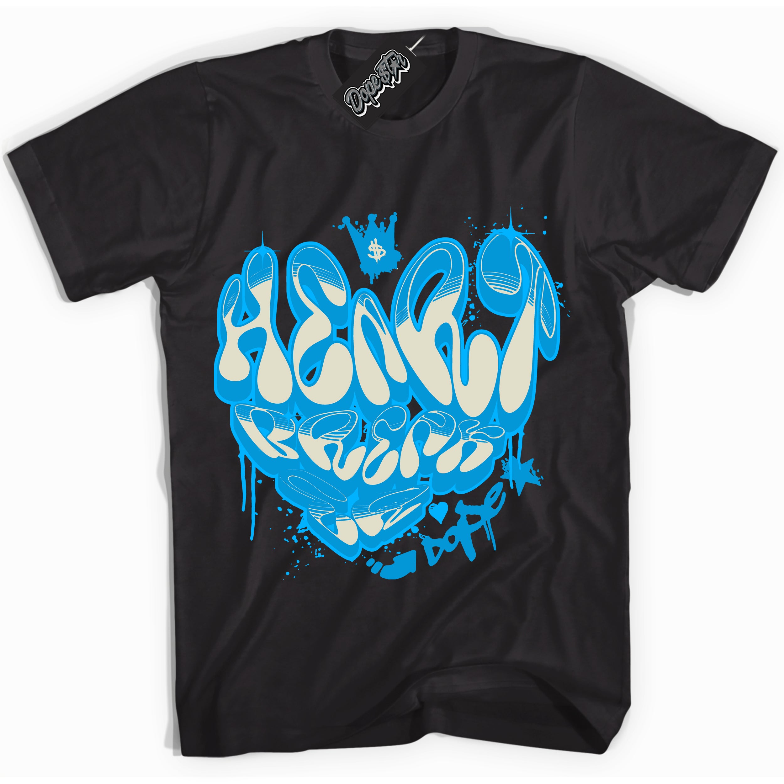 Dunk High Next Nature Light Khaki Star Blue 'Heartbreaker Graffiti' Shirt – Black Streetwear T-Shirt | Sneaker Matching Tee for Dunk High Next Nature Light Khaki Star Blue | Men's & Women's Streetwear Outfit by Sneaker Shirts Outlet.
