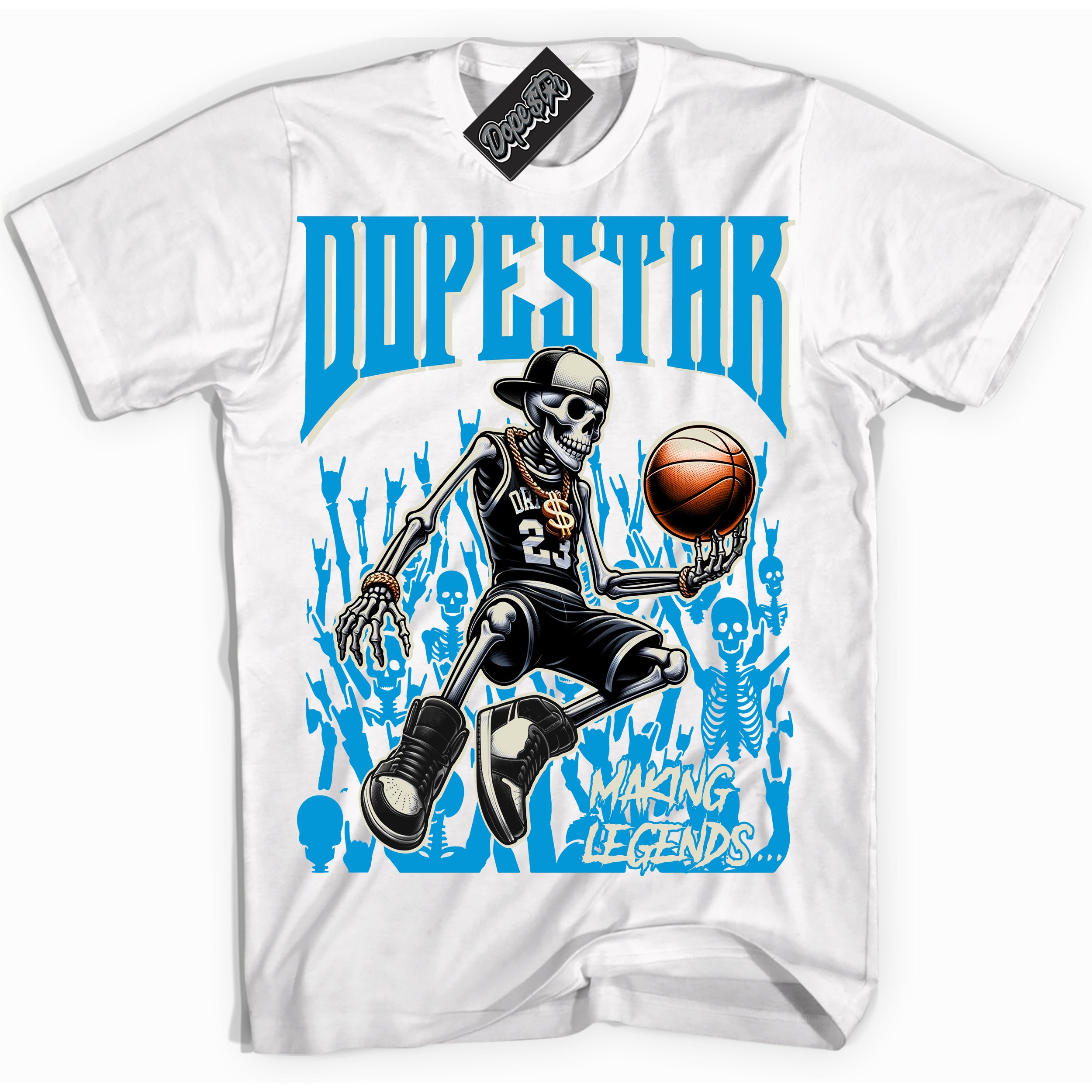 Dunk High Next Nature Light Khaki Star Blue 'Making Legends' Shirt – White Streetwear T-Shirt | Sneaker Matching Tee for Dunk High Next Nature Light Khaki Star Blue | Men's & Women's Streetwear Outfit by Sneaker Shirts Outlet.
