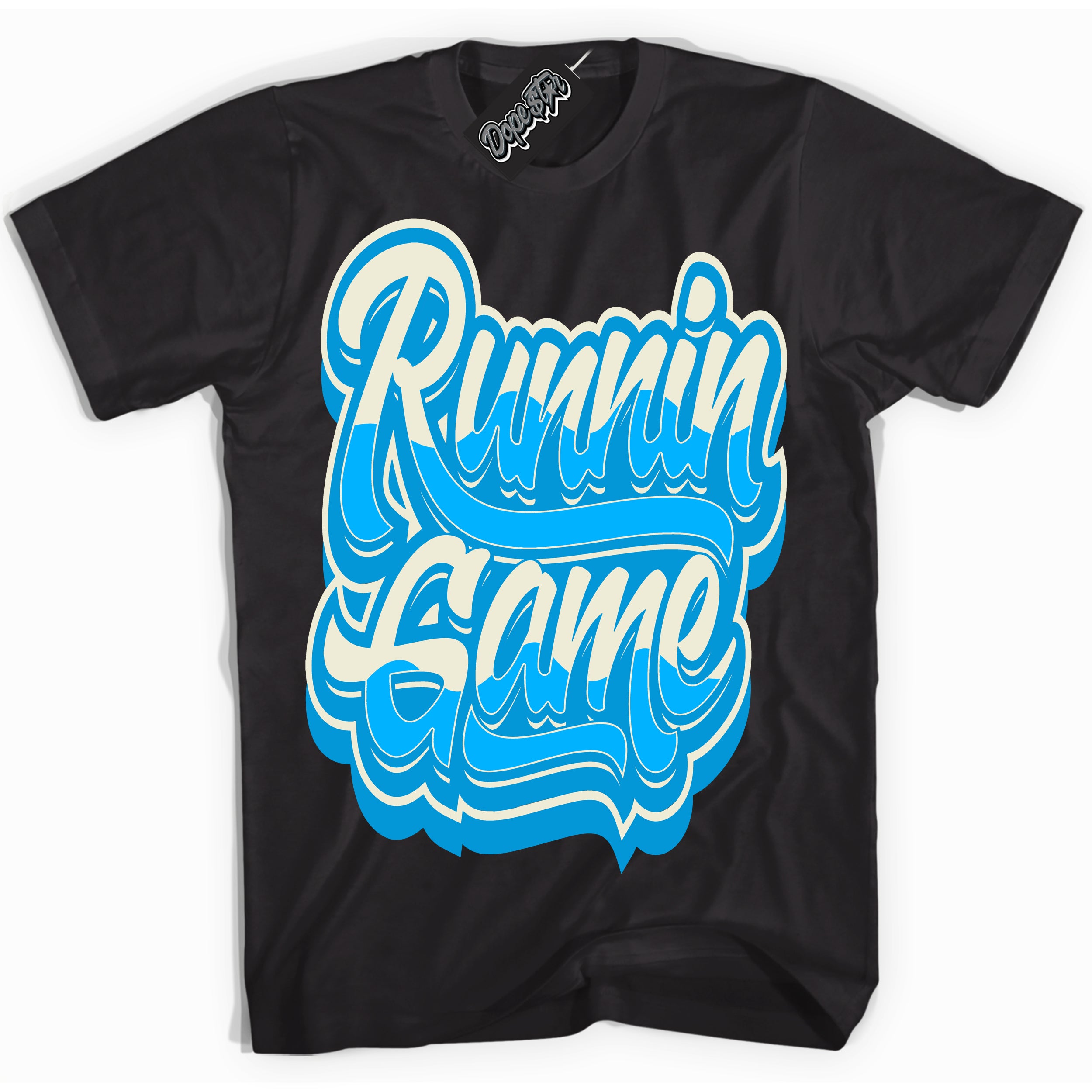 Dunk High Next Nature Light Khaki Star Blue 'Running Game' Shirt – Black Streetwear T-Shirt | Sneaker Matching Tee for Dunk High Next Nature Light Khaki Star Blue | Urban Fashion for Running Game | Men's & Women's Streetwear Outfit by Sneaker Shirts Outlet.