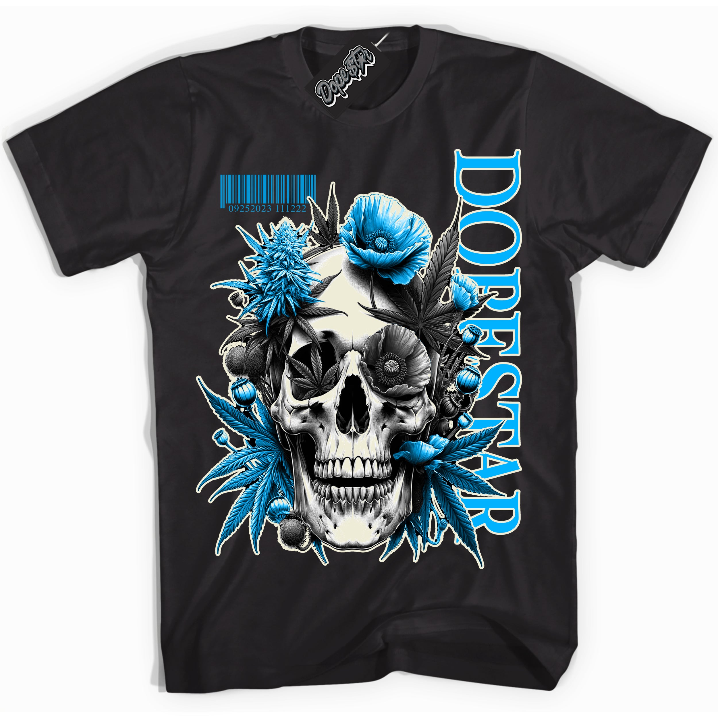 Dunk High Next Nature Light Khaki Star Blue 'Skull Poppies' Shirt – Black Streetwear T-Shirt | Sneaker Matching Tee for Dunk High Next Nature Light Khaki Star Blue | Urban Fashion for Skull Poppies | Men's & Women's Streetwear Outfit by Sneaker Shirts Outlet.