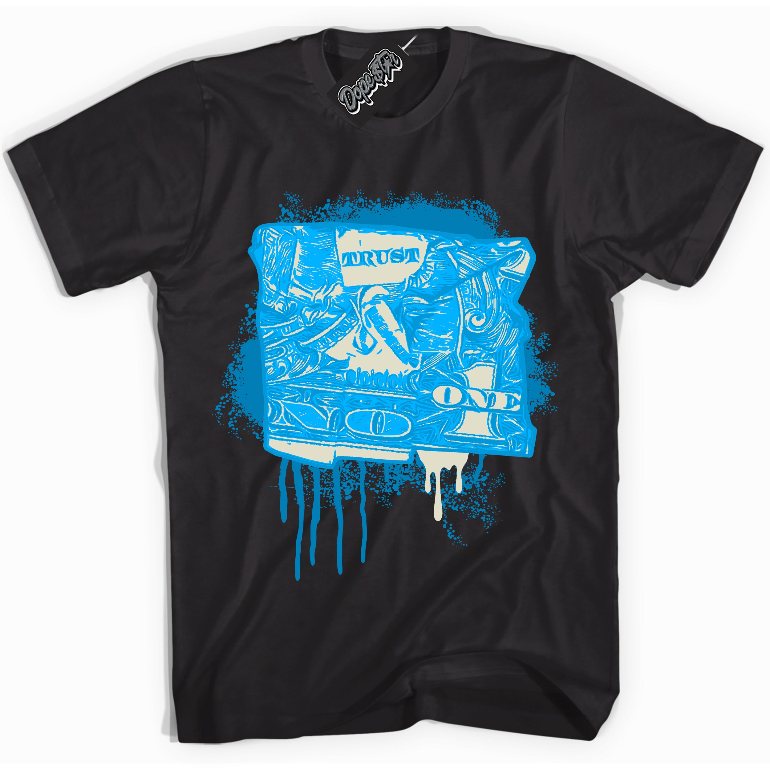 Dunk High Next Nature Light Khaki Star Blue 'Trust No One Dollar' Shirt – Black Streetwear T-Shirt | Sneaker Matching Tee for Dunk High Next Nature Light Khaki Star Blue | Urban Fashion for Trust No One Dollar | Men's & Women's Streetwear Outfit by Sneaker Shirts Outlet.
