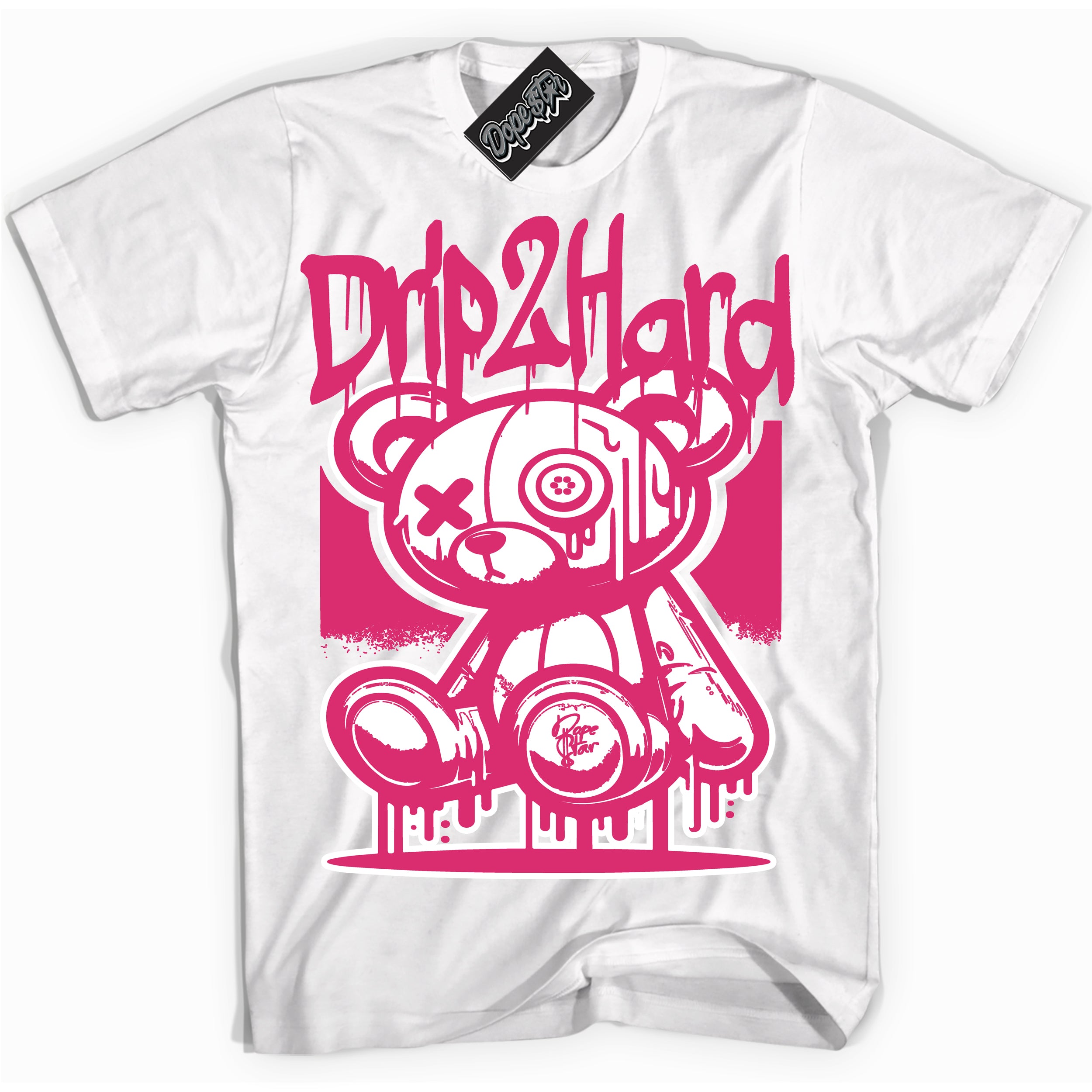 Cool White graphic tee with “ Drip 2 Hard ” design, that perfectly matches Pink Prime
