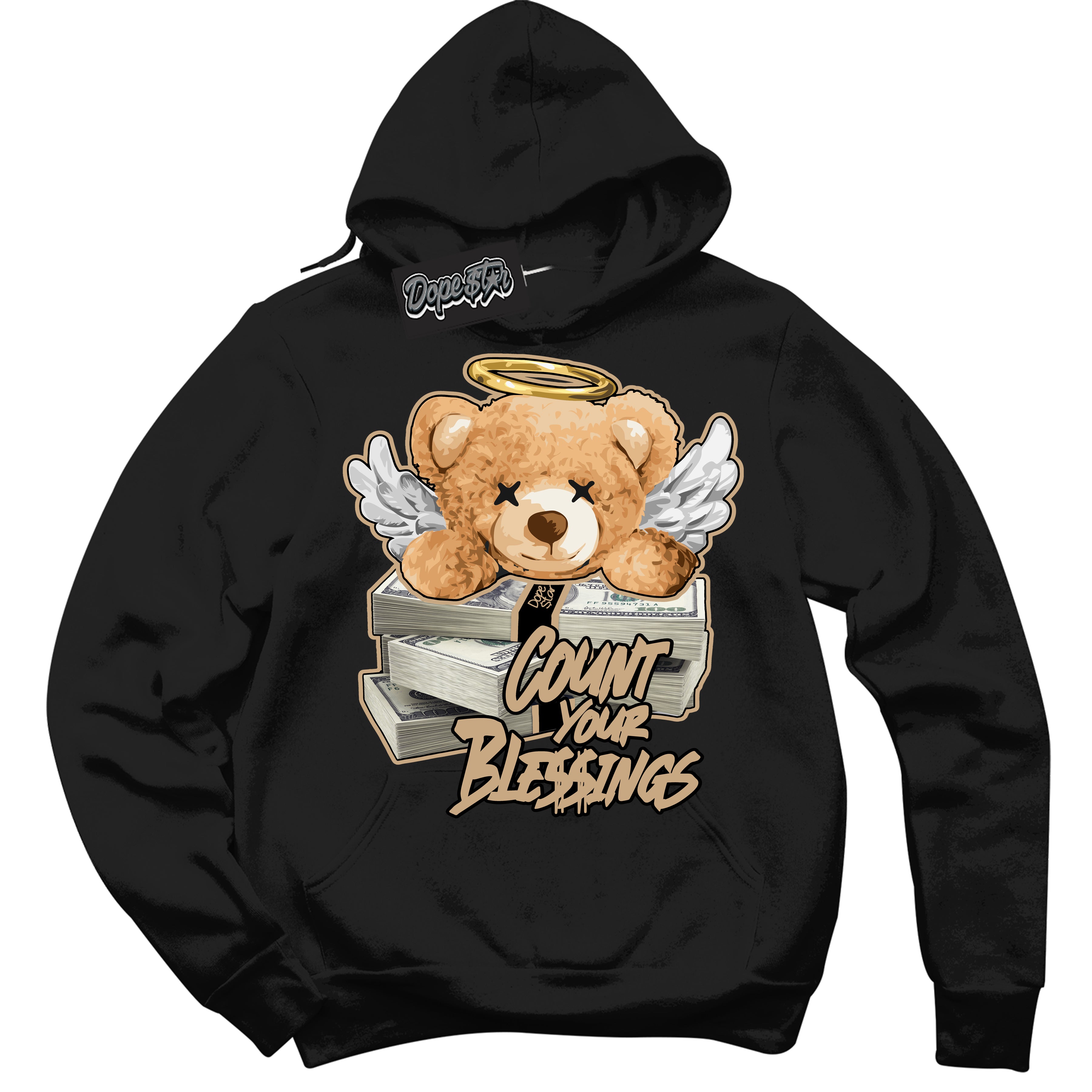 Cool Black Hoodie with “Count Your Blessings” design that Perfectly Matches Black Anthracite Sesame Dunk.