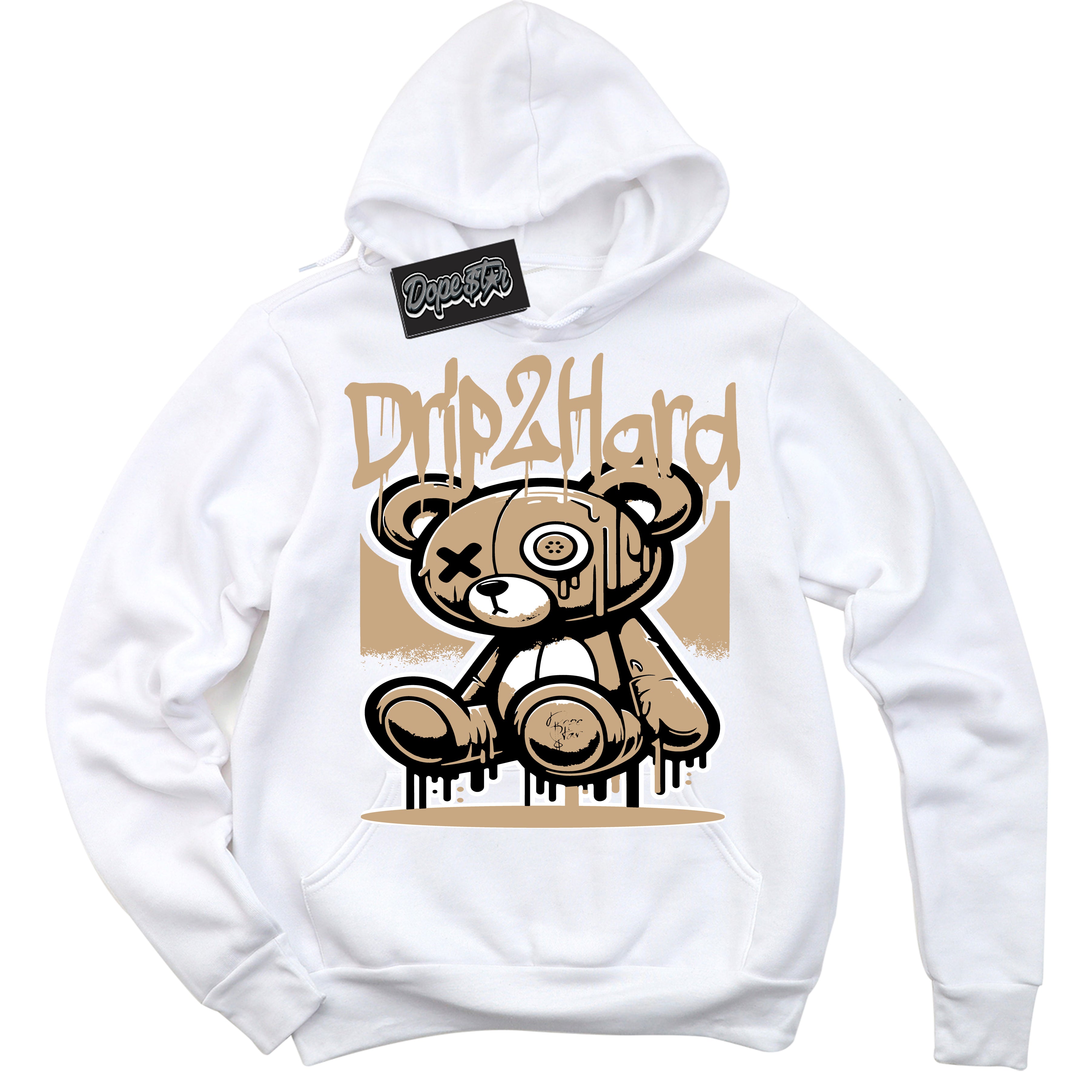 Cool White Hoodie with “Drip 2 Hard” design that Perfectly Matches Black Anthracite Sesame Dunk.