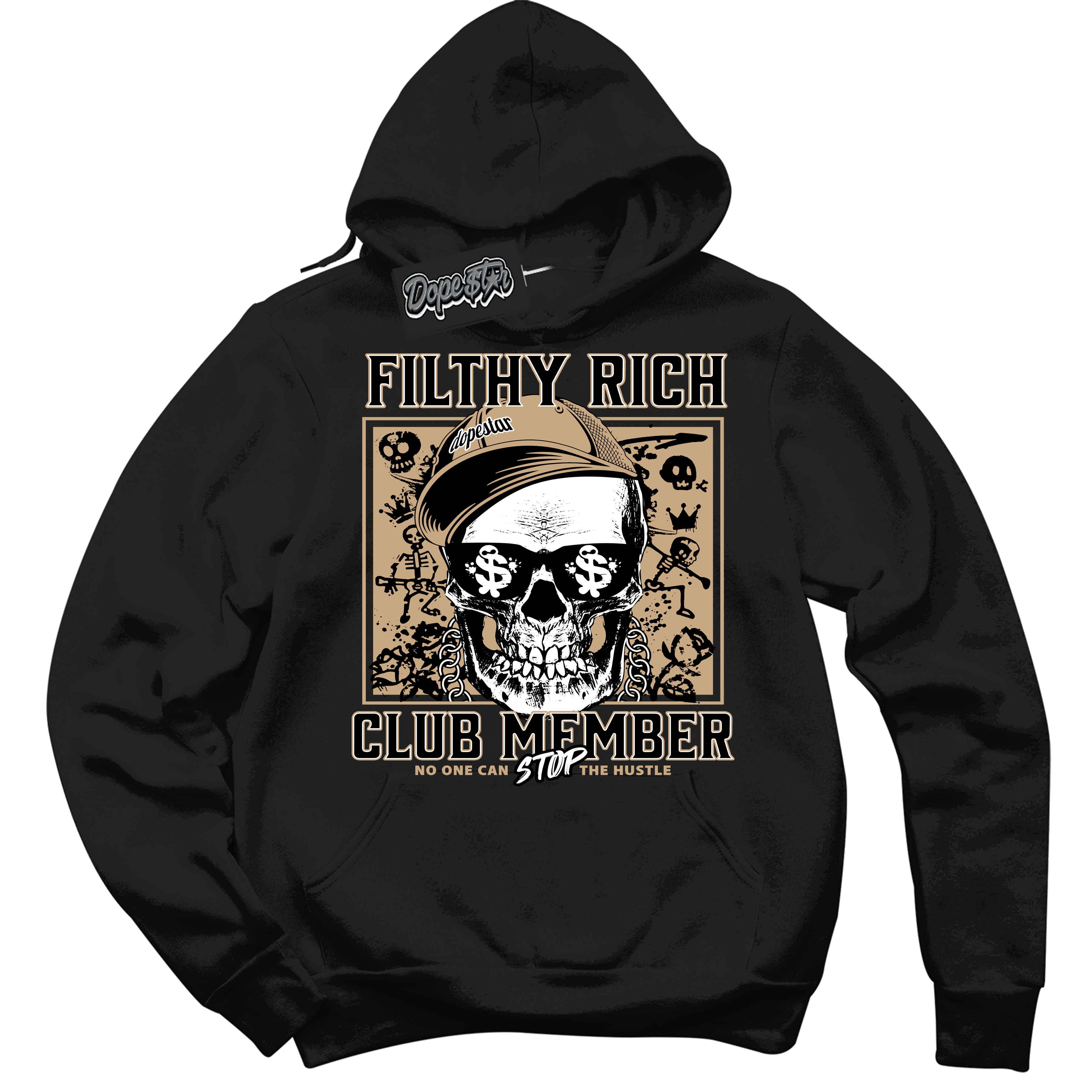 Cool Black Hoodie with “Filthy Rich” design that Perfectly Matches Black Anthracite Sesame Dunk.