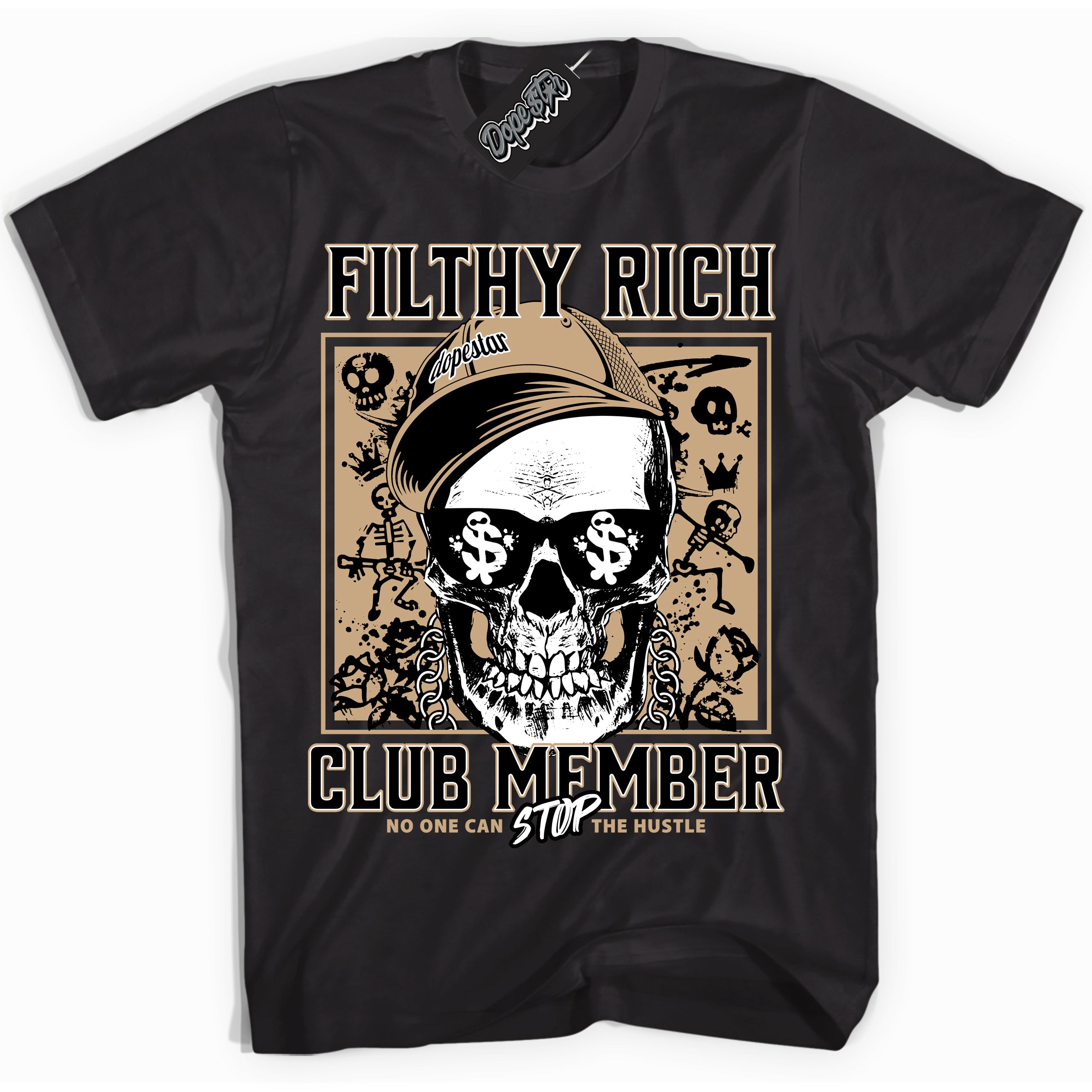 Cool Black Shirt with “Filthy Rich” design that perfectly matches Black Anthracite Sesame Dunk.