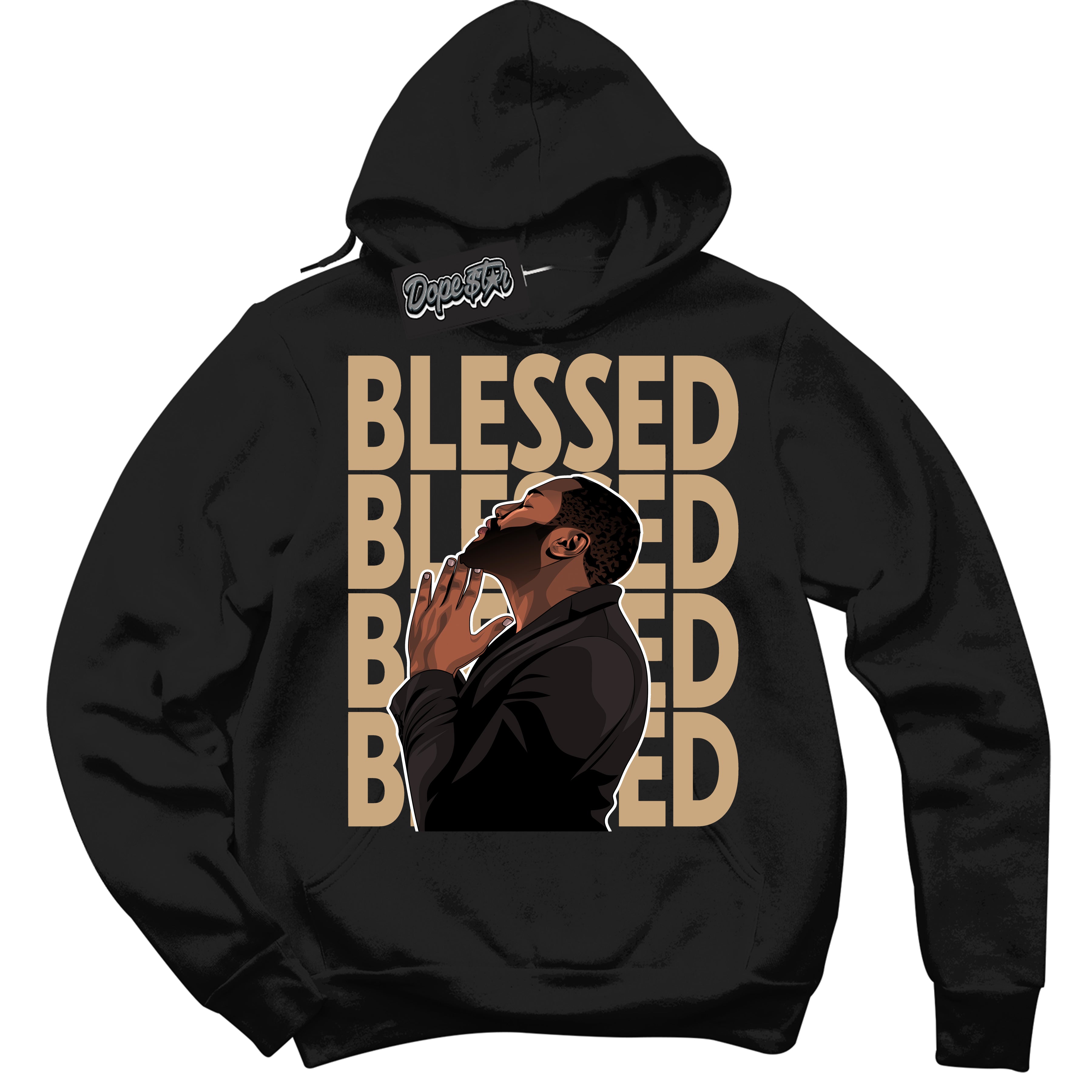 Cool Black Hoodie with “God Blessed” design that Perfectly Matches Black Anthracite Sesame Dunk.