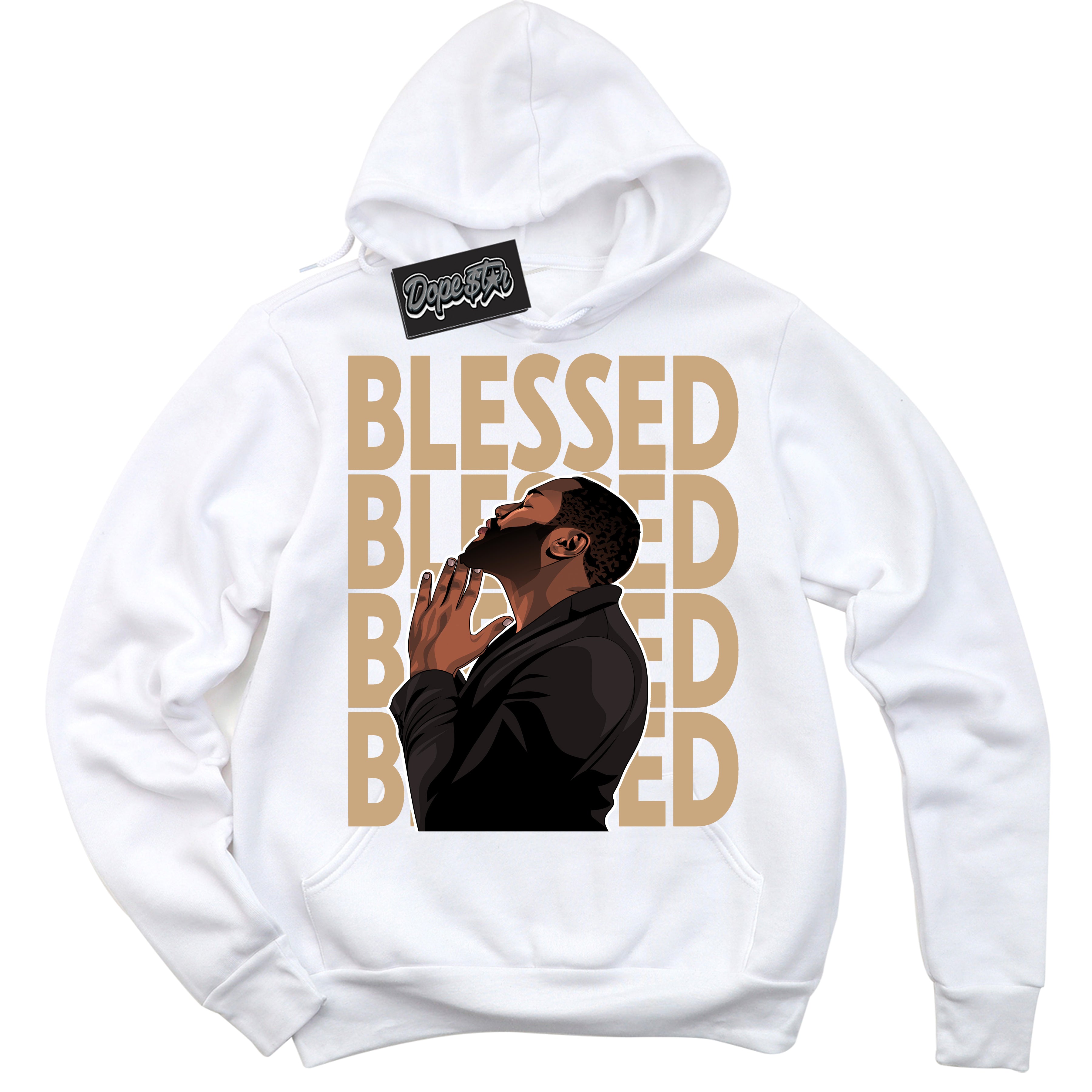 Cool White Hoodie with “God Blessed” design that Perfectly Matches Black Anthracite Sesame Dunk.