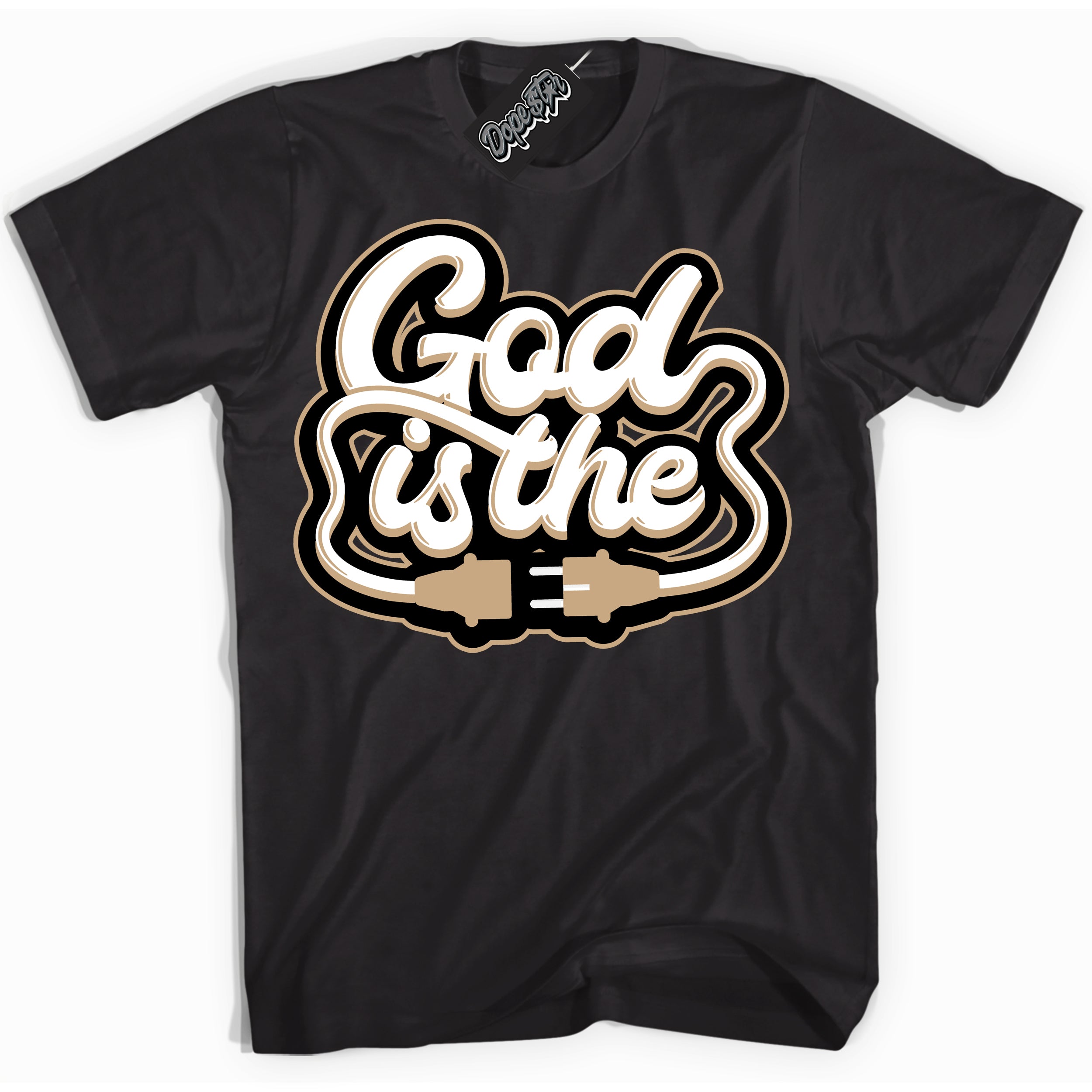 Cool Black Shirt with “God Is The” design that perfectly matches Black Anthracite Sesame Dunk.