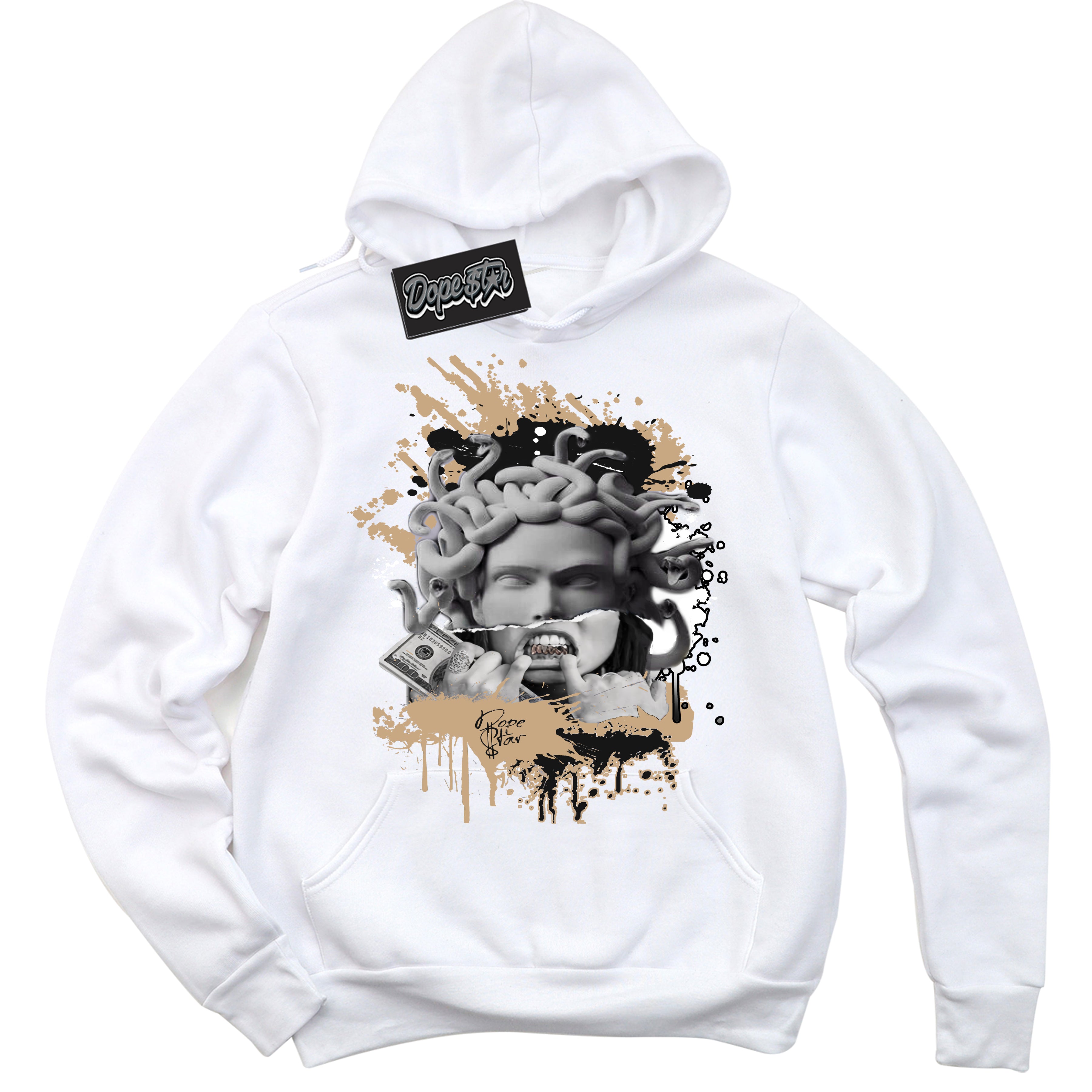 Cool White Hoodie with “Medusa” design that Perfectly Matches Black Anthracite Sesame Dunk.