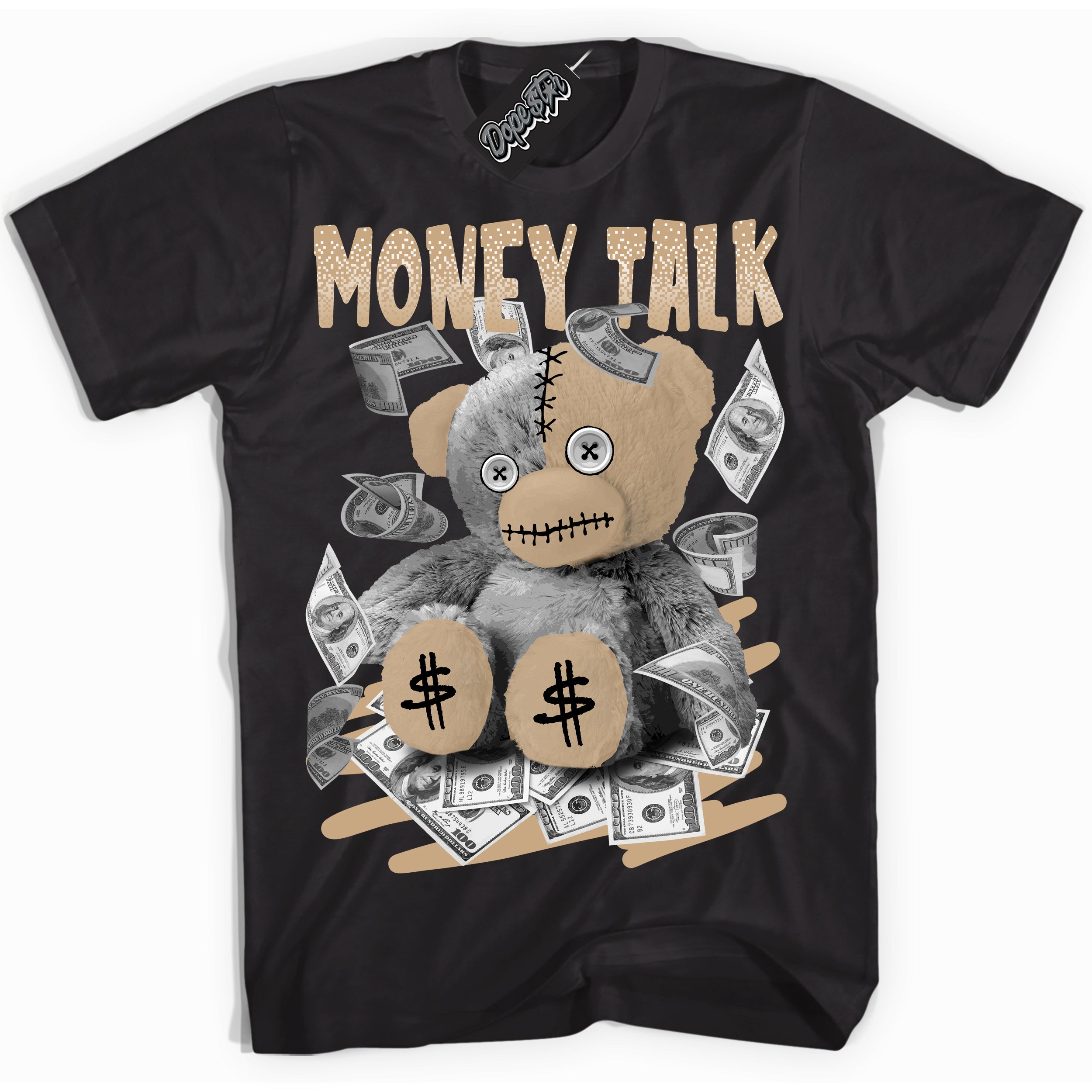 Cool Black Shirt with “Money Talk Bear” design that perfectly matches Black Anthracite Sesame Dunk Dunk.