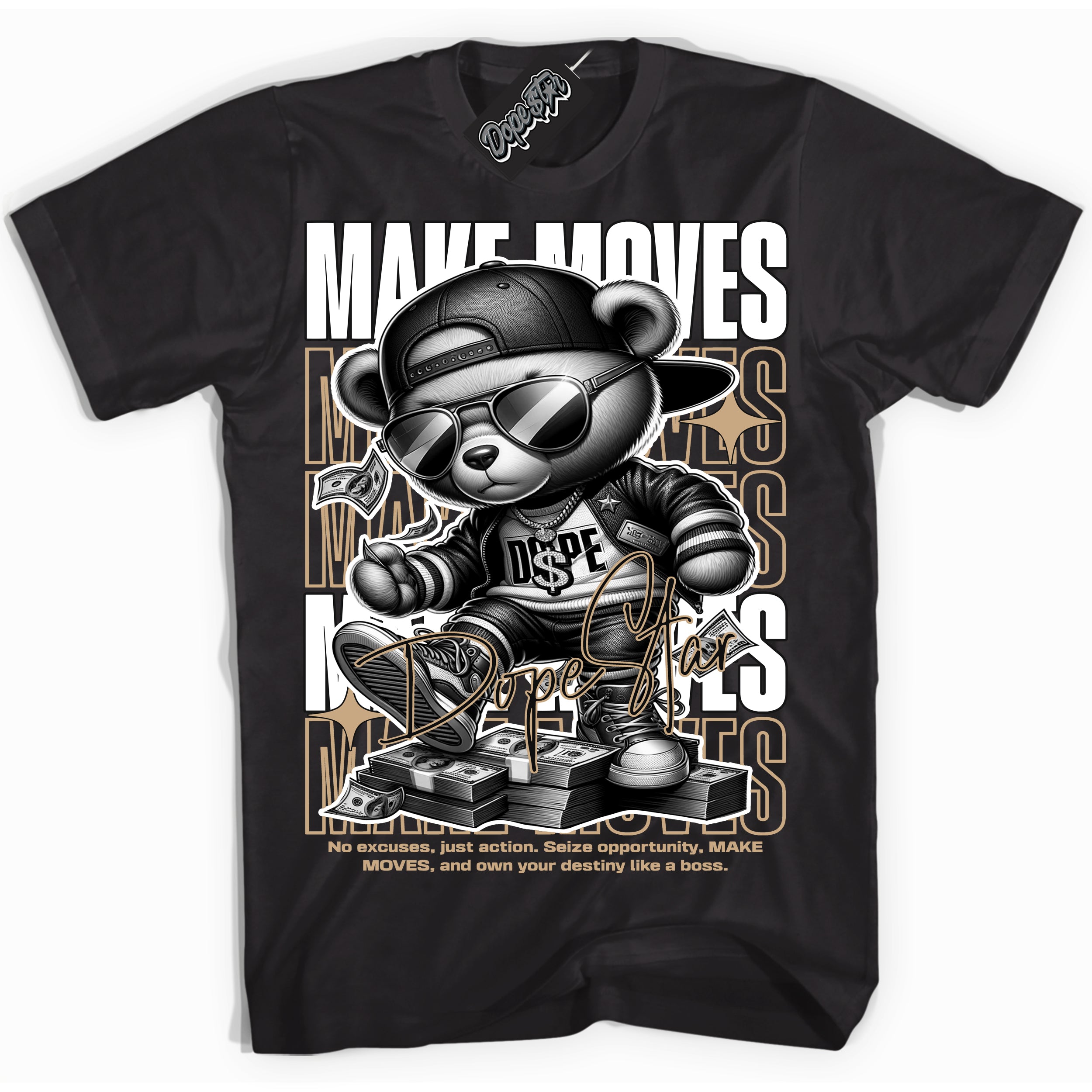 Cool Black Shirt with “Make Moves” design that perfectly matches Black Anthracite Sesame Dunk.