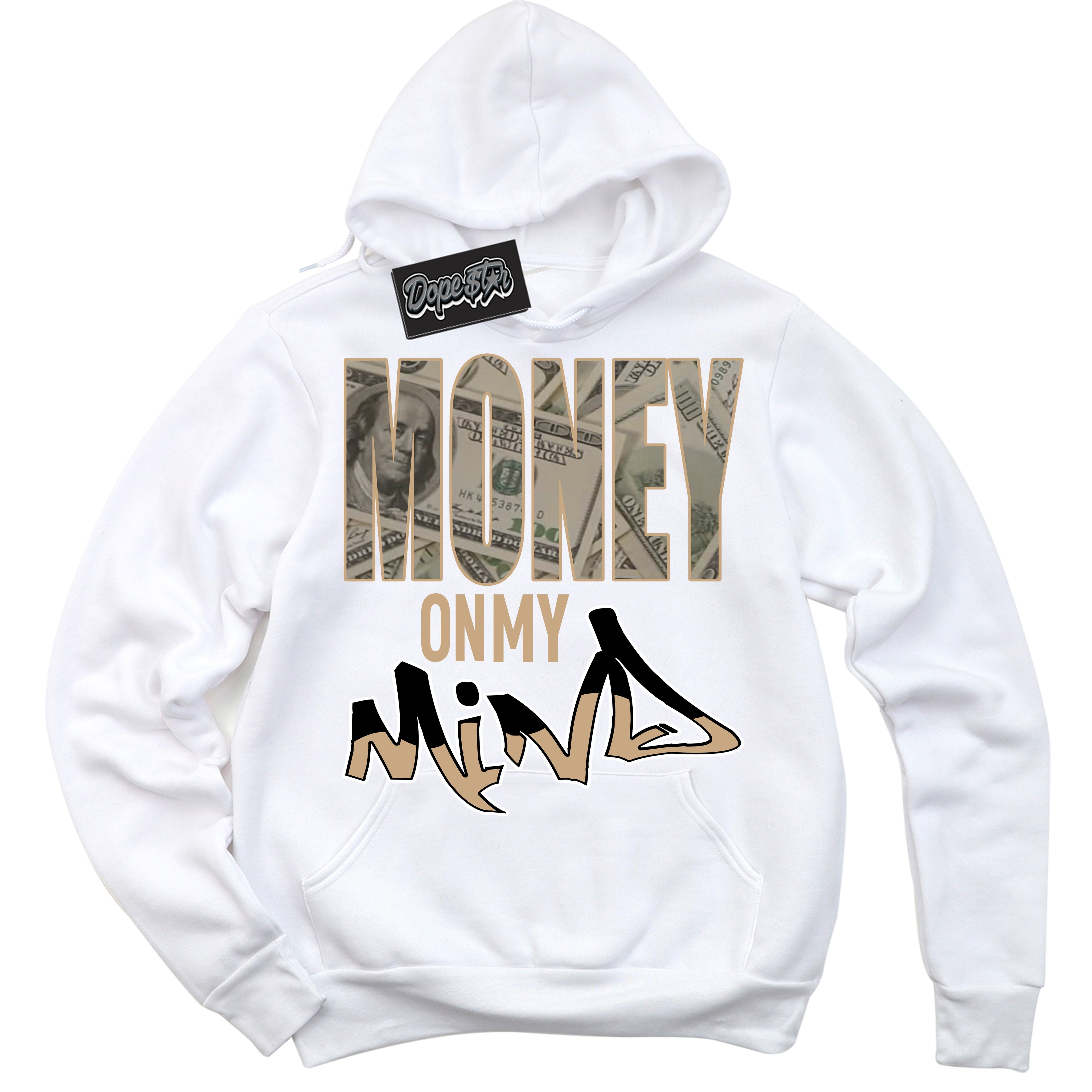 Cool White Hoodie with “Money On My Mind” design that Perfectly Matches Black Anthracite Sesame Dunk.