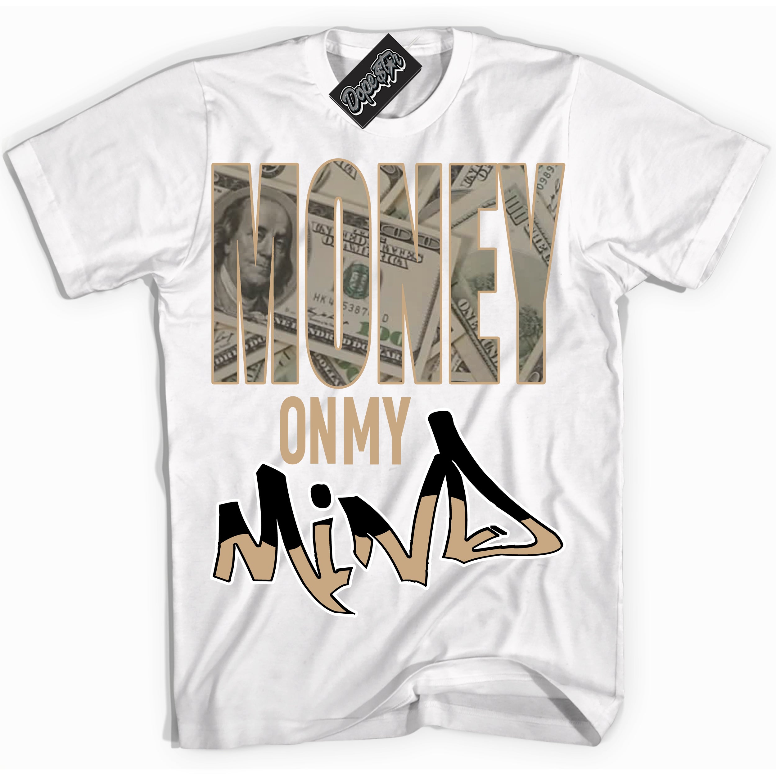 Cool White Shirt with “Money On My Mind” design that perfectly matches Black Anthracite Sesame Dunk.