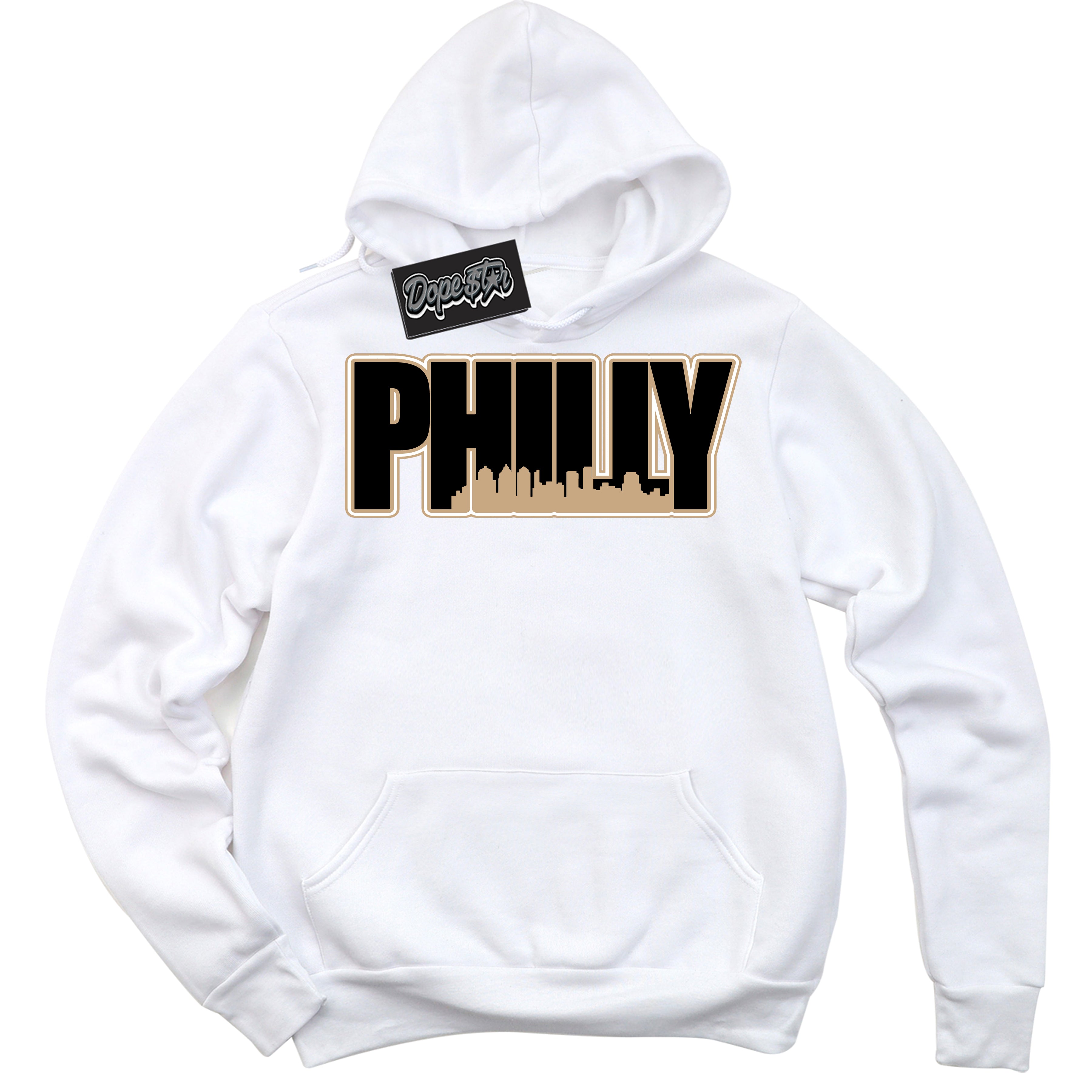 Cool White Hoodie with “Philly” design that Perfectly Matches Black Anthracite Sesame Dunk Dunk.