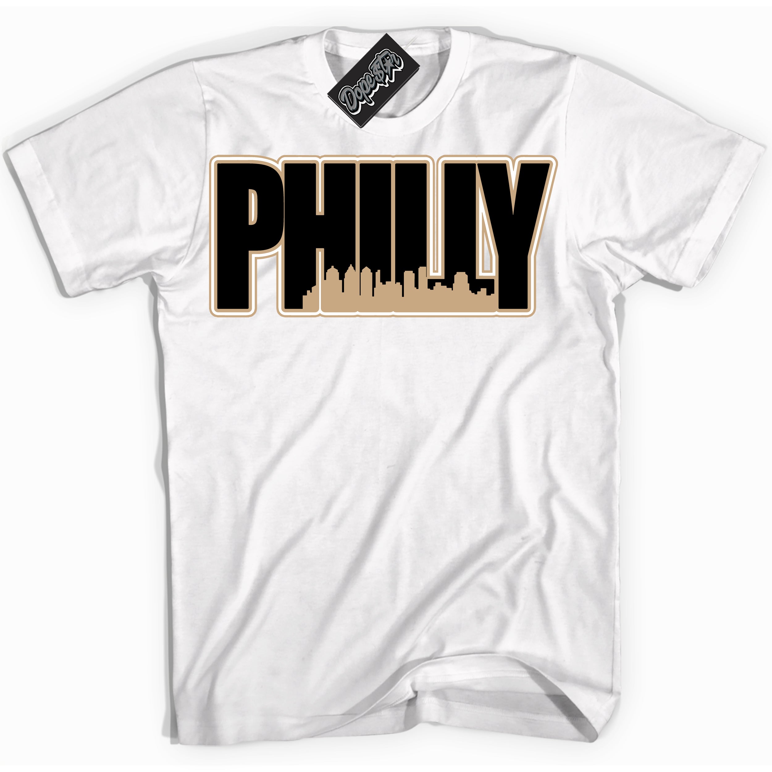 Cool White Shirt with “Philly” design that perfectly matches Black Anthracite Sesame Dunk Dunk.