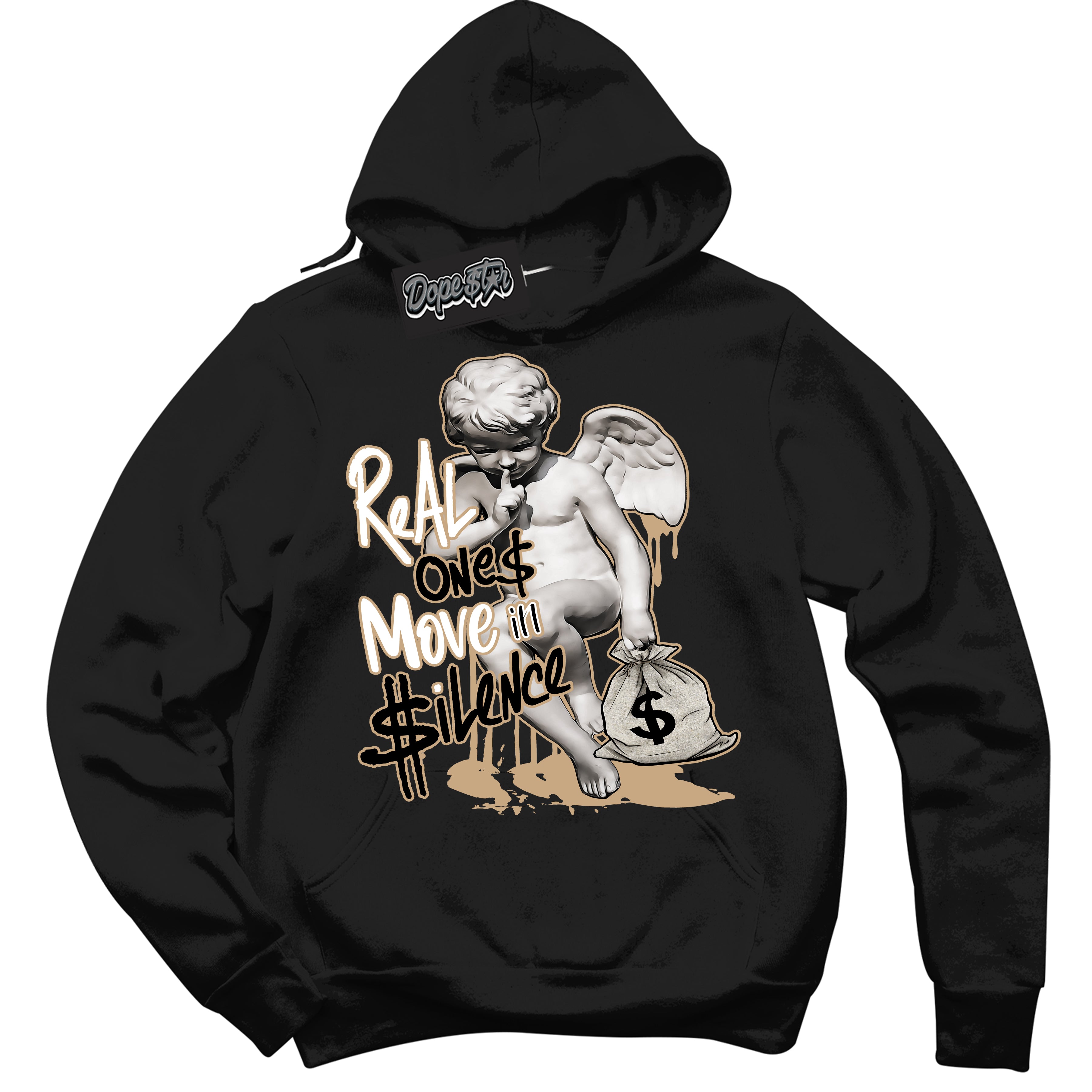 Cool Black Hoodie with “Real Ones Cherub” design that Perfectly Matches Black Anthracite Sesame Dunk.