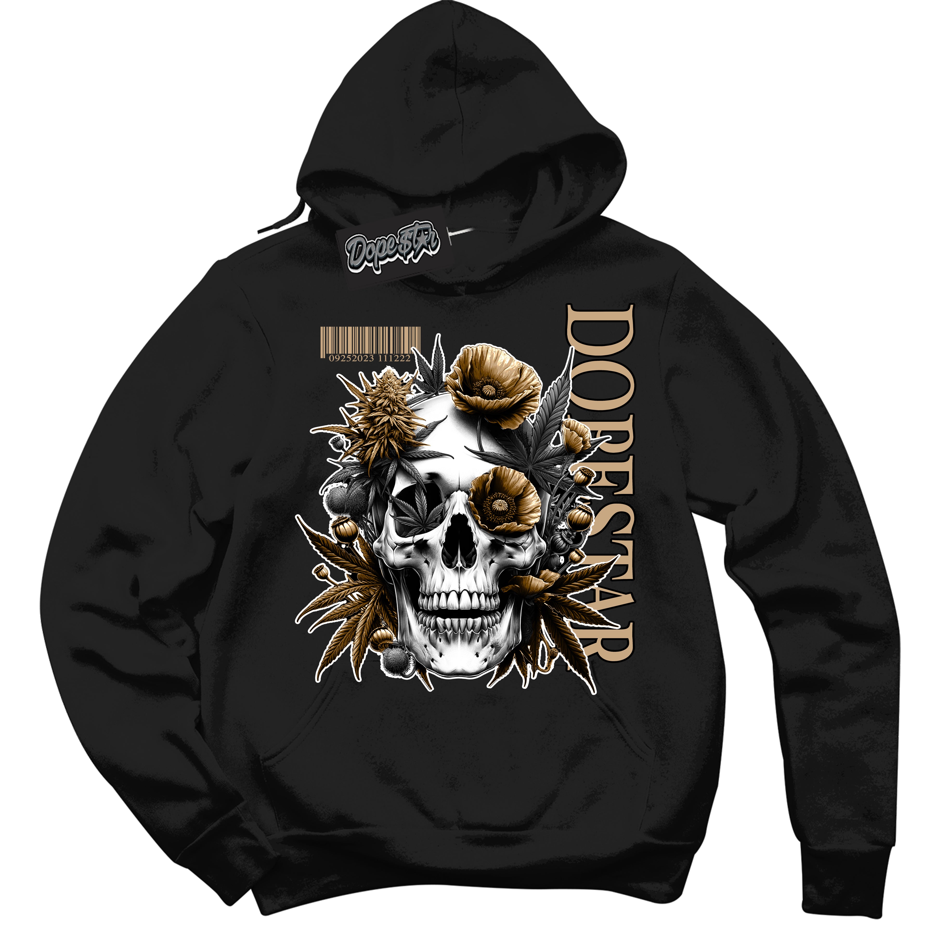 Cool Black Hoodie with “Skull Poppies” design that Perfectly Matches Black Anthracite Sesame Dunk.