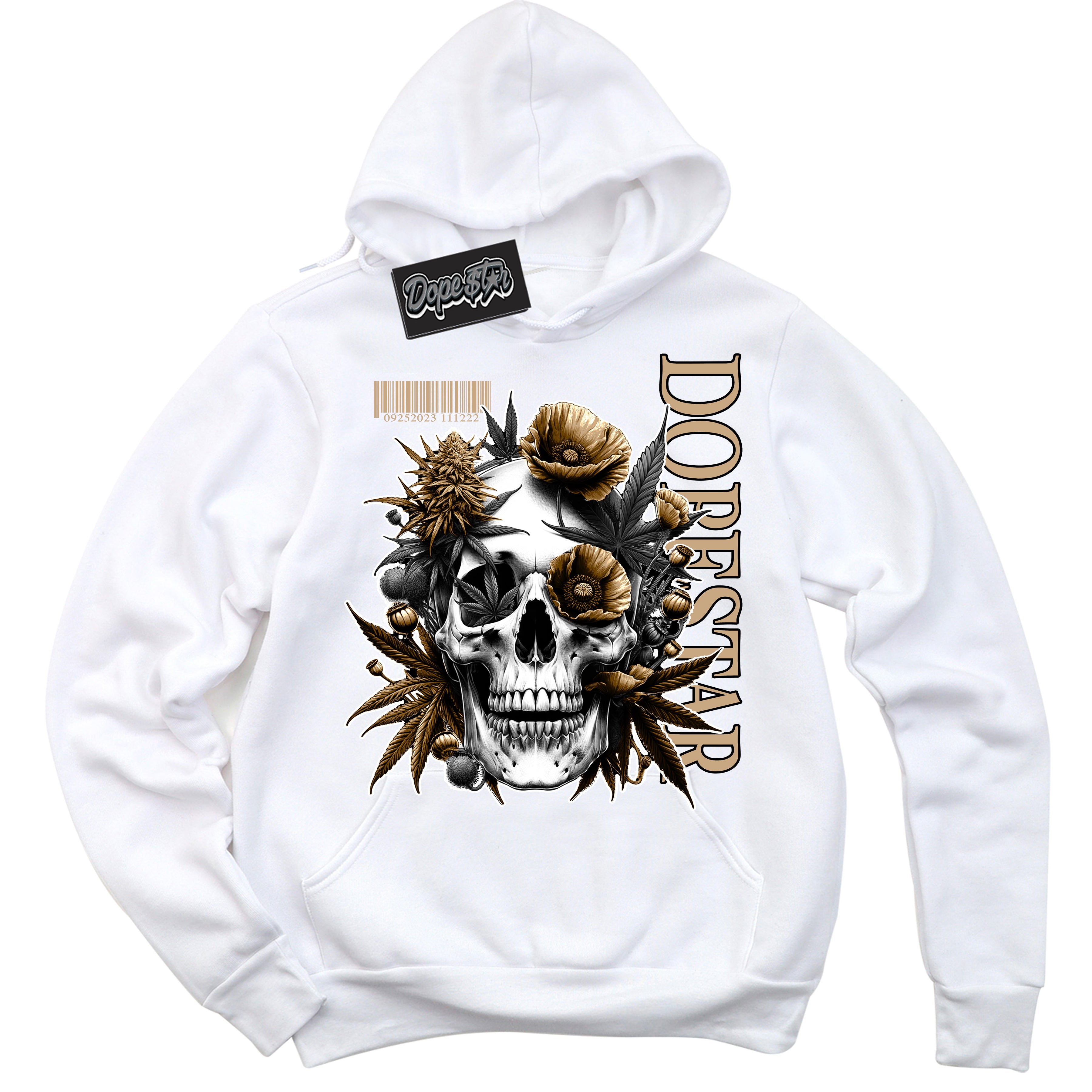 Cool White Hoodie with “Skull Poppies” design that Perfectly Matches Black Anthracite Sesame Dunk.