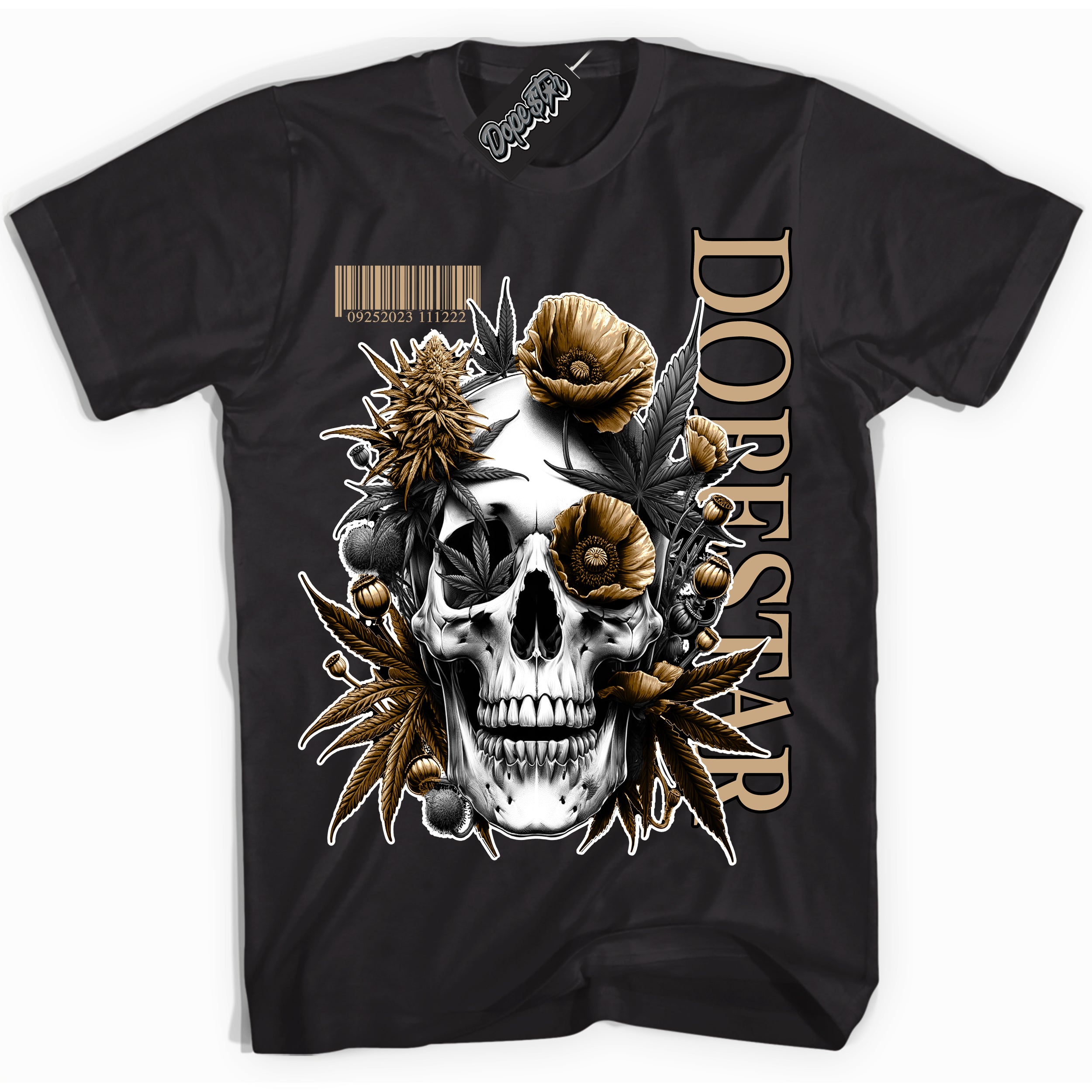 Cool Black Shirt with “Skull Poppies” design that perfectly matches Black Anthracite Sesame Dunk.