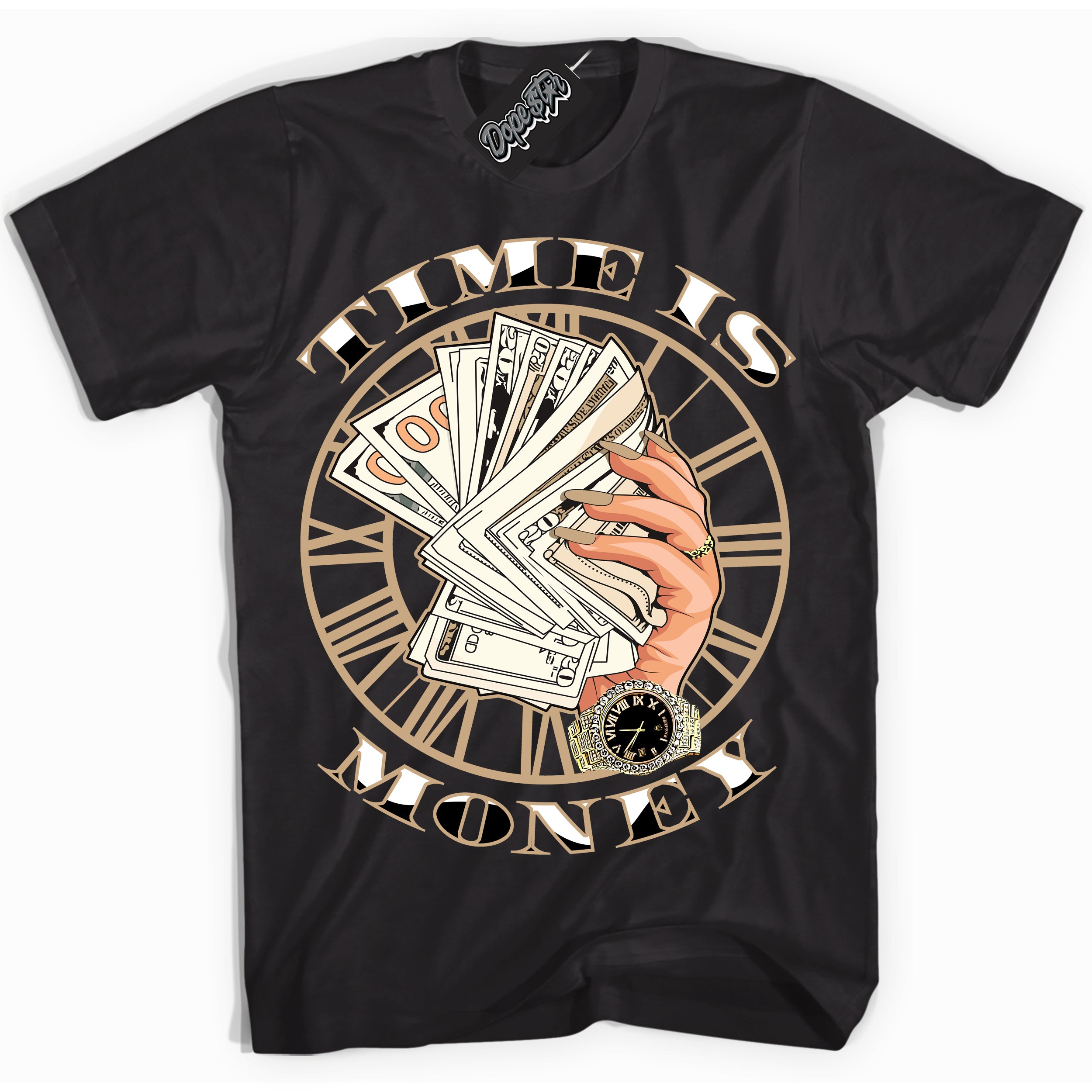 Cool Black Shirt with “Time Is Money” design that perfectly matches Black Anthracite Sesame Dunk.