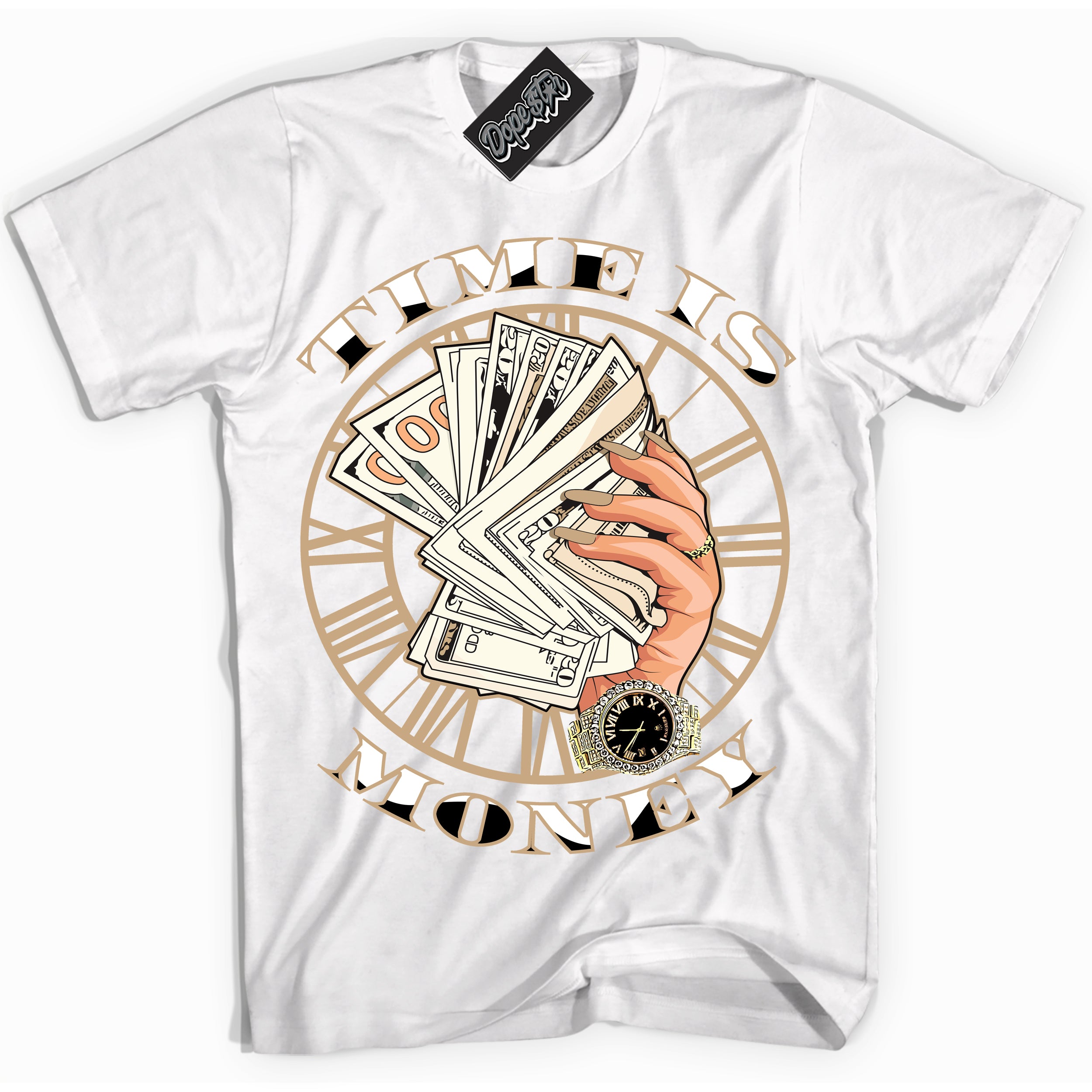 Cool White Shirt with “Time Is Money” design that perfectly matches Black Anthracite Sesame Dunk.